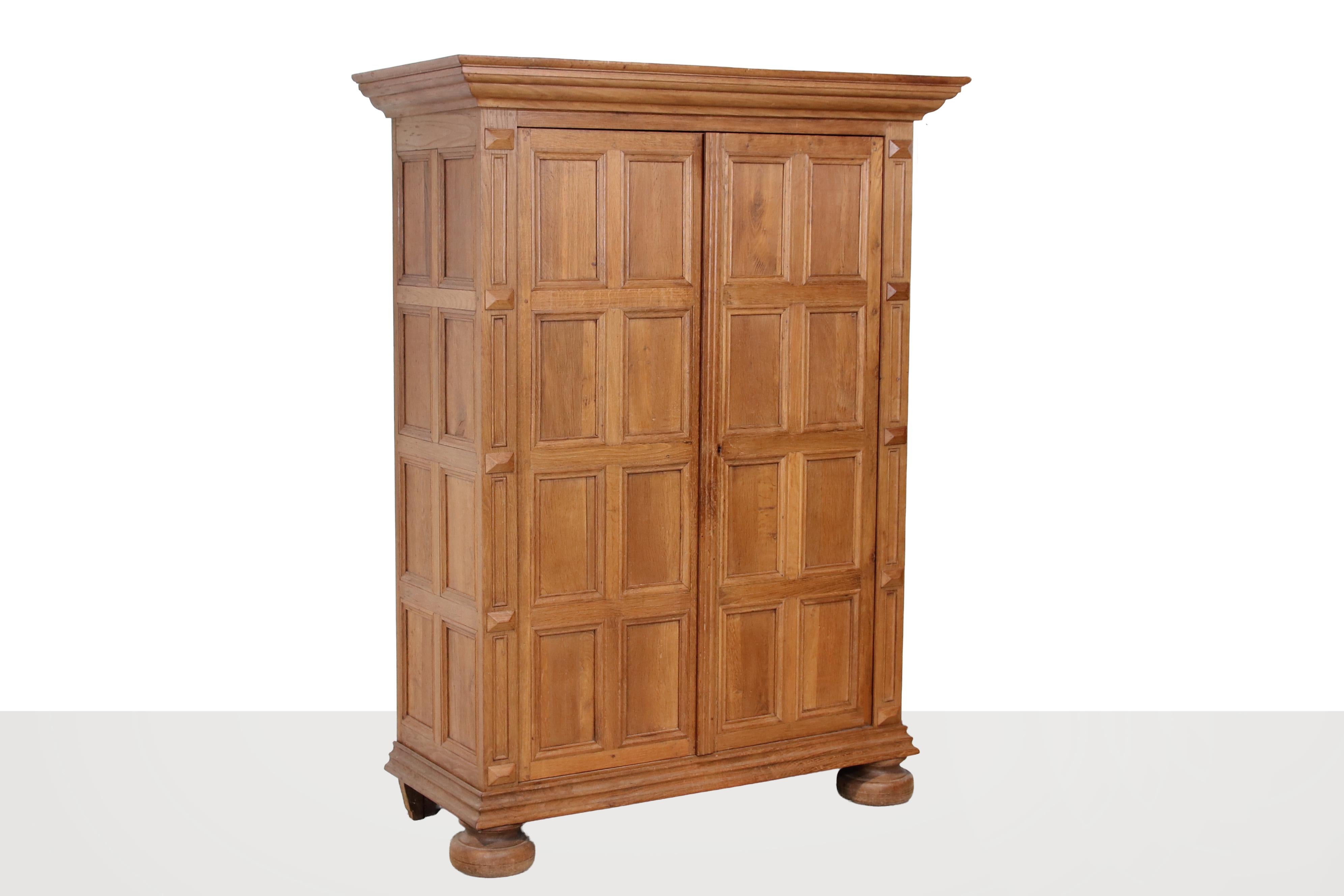 Renaissance Antique oak panel cabinet from the 19th century For Sale