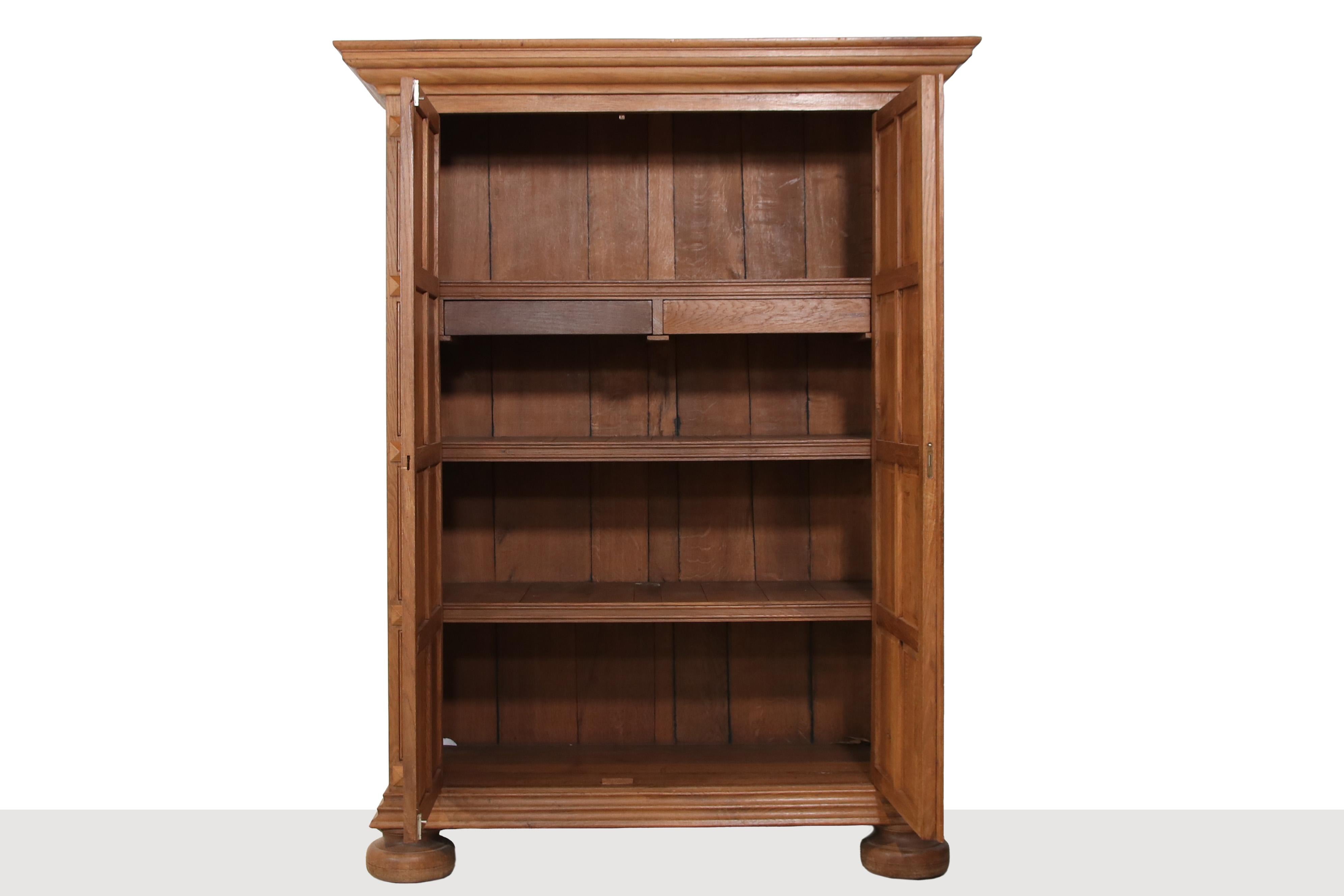 Dutch Antique oak panel cabinet from the 19th century For Sale