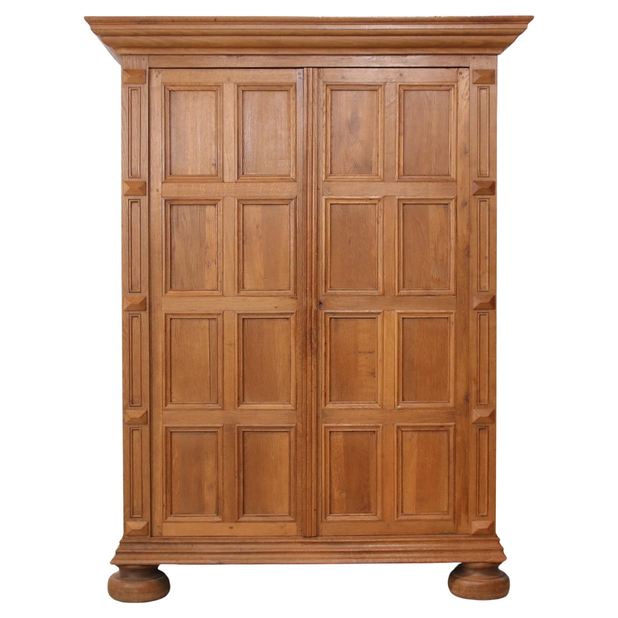 Antique oak panel cabinet from the 19th century For Sale