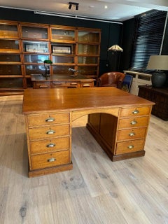 Antique oak partner desk