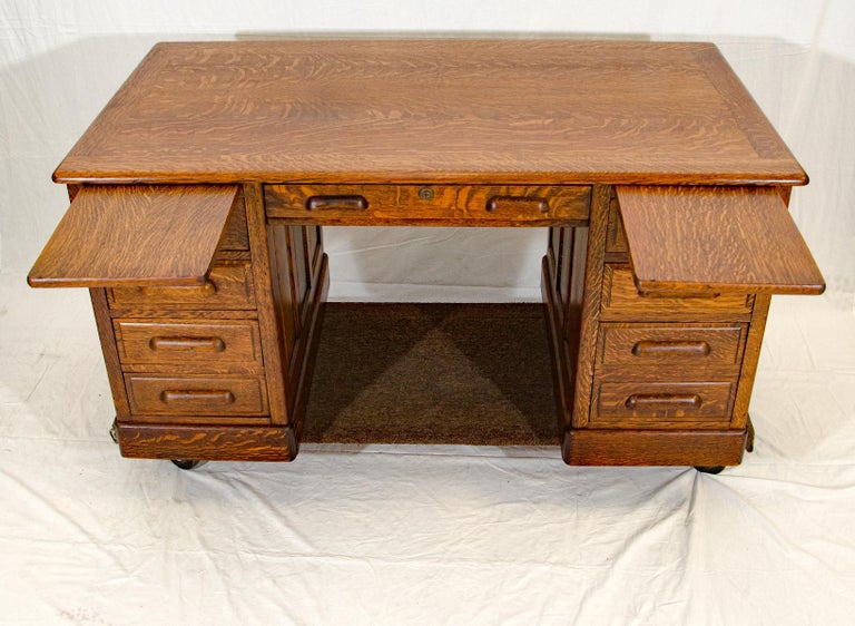 Antique Oak Pedestal Desk, GlobeWernicke, London at 1stDibs