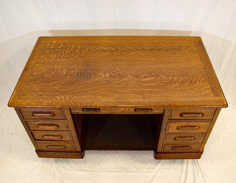 Antique Oak Pedestal Desk, GlobeWernicke, London at 1stDibs