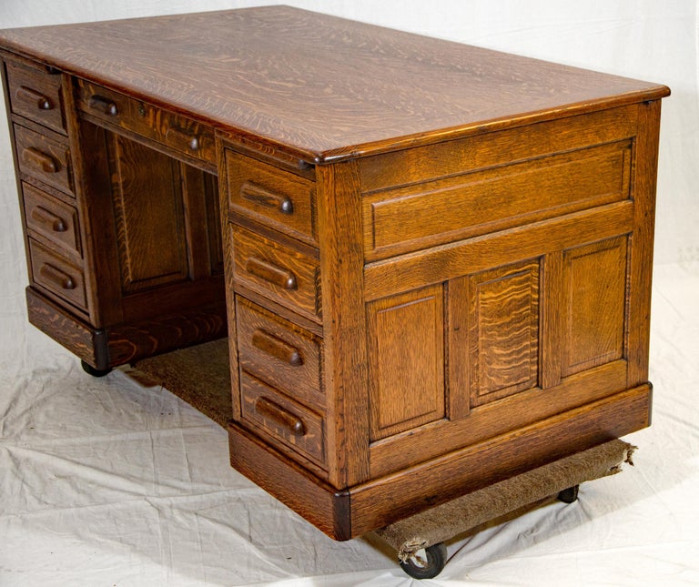 Antique Oak Pedestal Desk, GlobeWernicke, London at 1stDibs