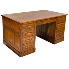 Antique Oak Pedestal Desk, Globe-Wernicke, London