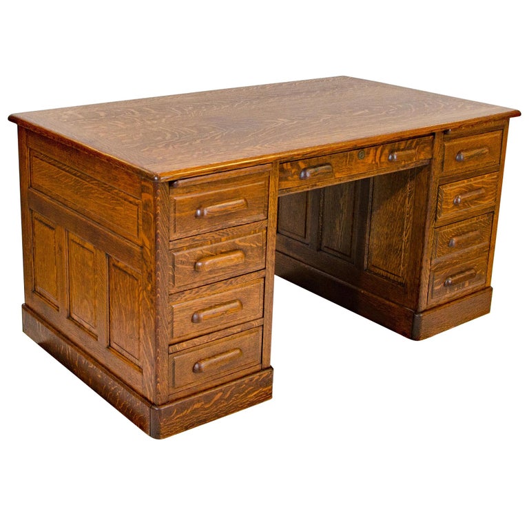 Antique Oak Pedestal Desk, GlobeWernicke, London at 1stDibs