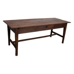 Antique Oak 
Pine French Farmhouse Dining Table, 19th Century