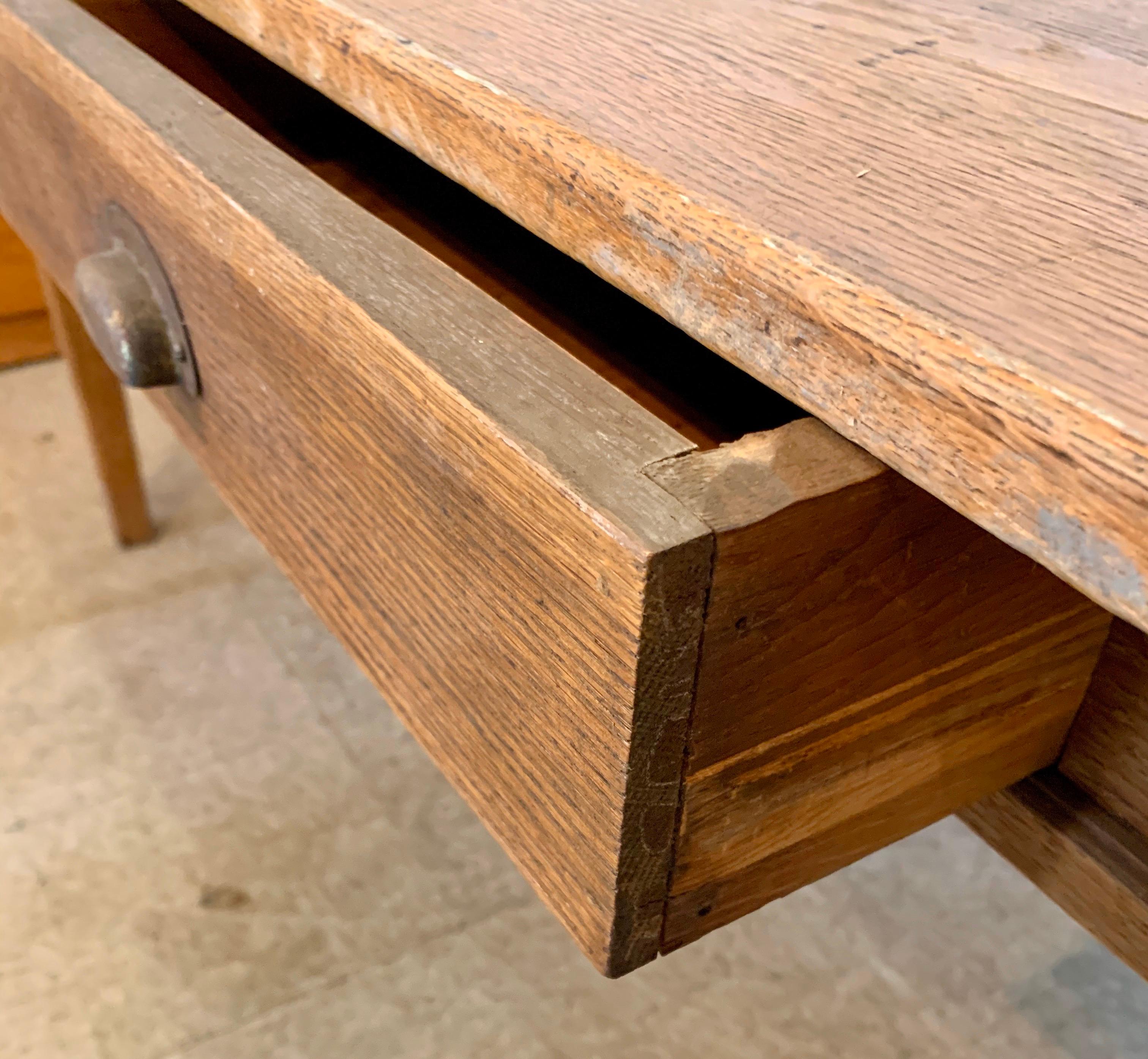 Rustic Antique Oak Plank Farmhouse Dining Table
