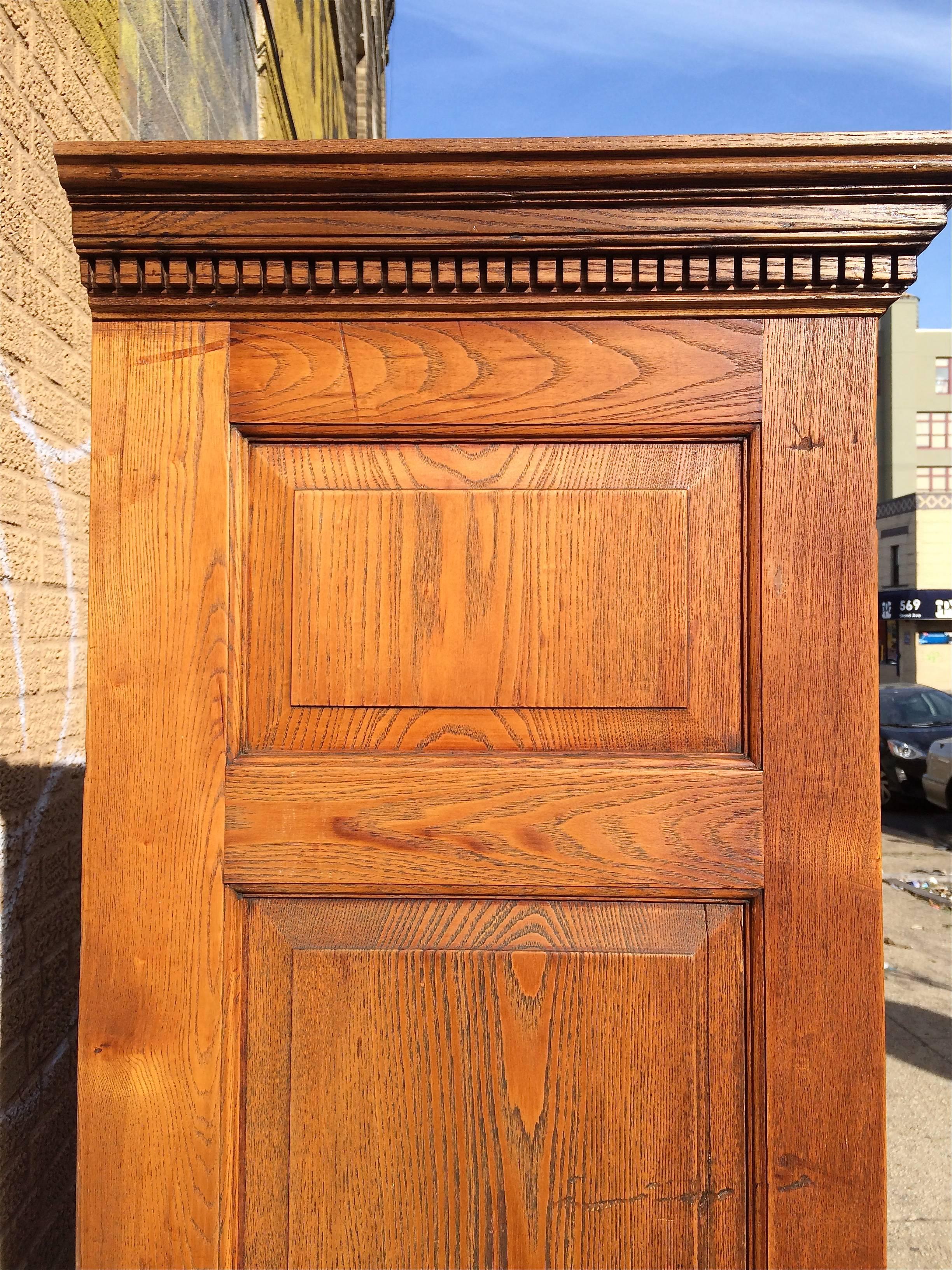 Brass Antique Oak Police Lockers, circa Late 19th Century