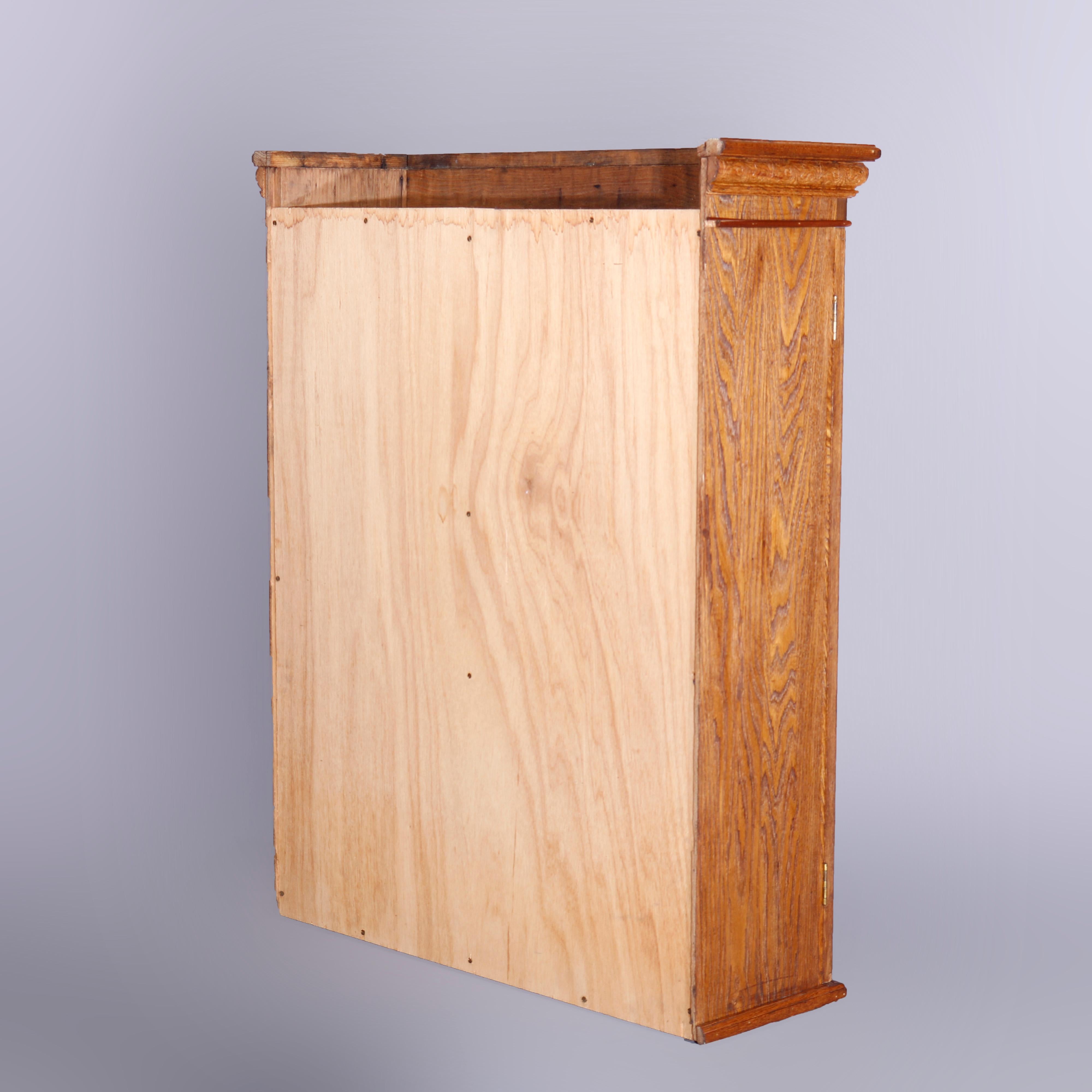 Antique Oak Postmaster Double Door Hanging Wall Cabinet Filer, c1900 5