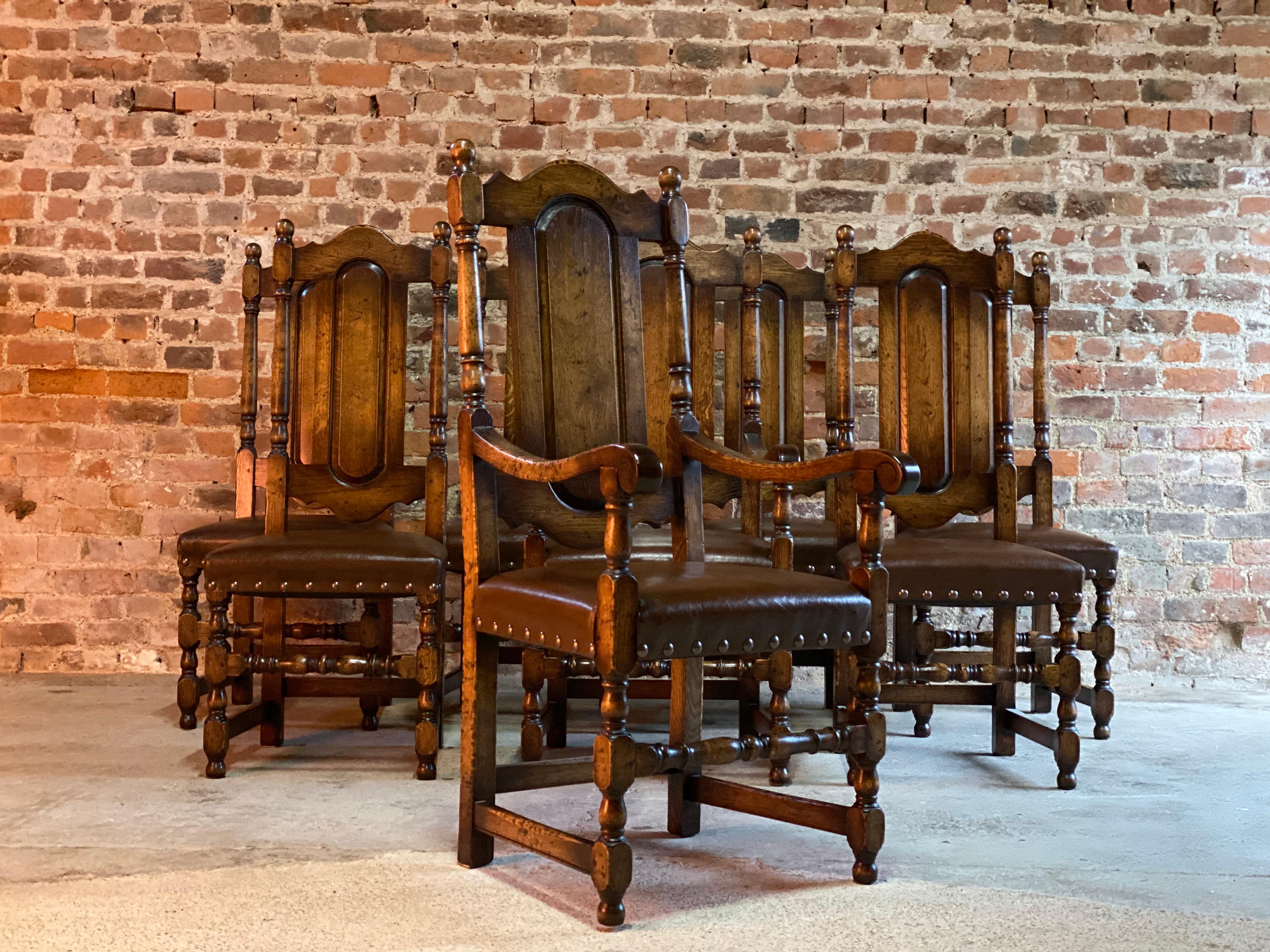 Antique Oak Refectory Dining Table and Eight Chairs 19th Century, circa 1890 2