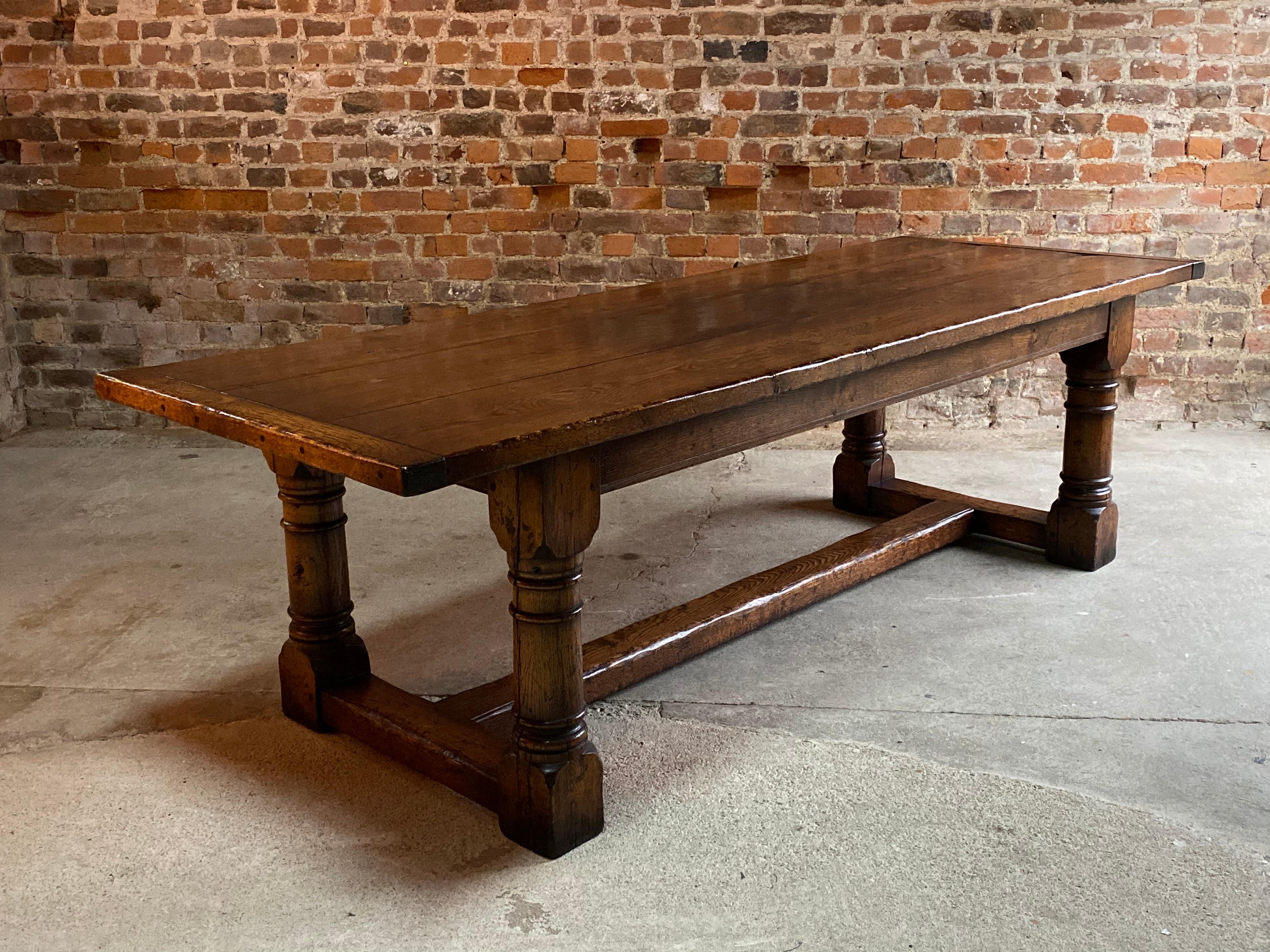 Victorian Antique Oak Refectory Dining Table and Eight Chairs 19th Century, circa 1890