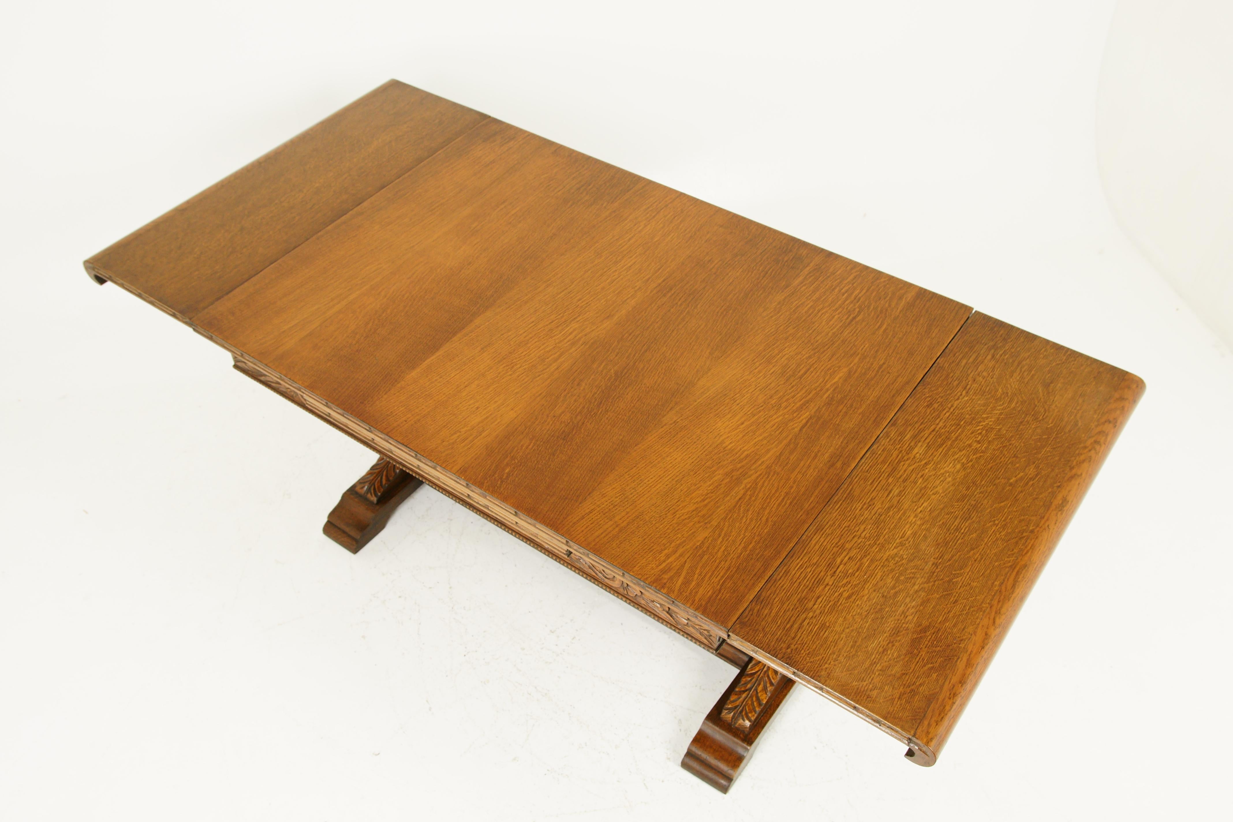 Antique Oak Refectory Table, Draw Leaf Table, Extendable, Scotland 1930, B1709C 3