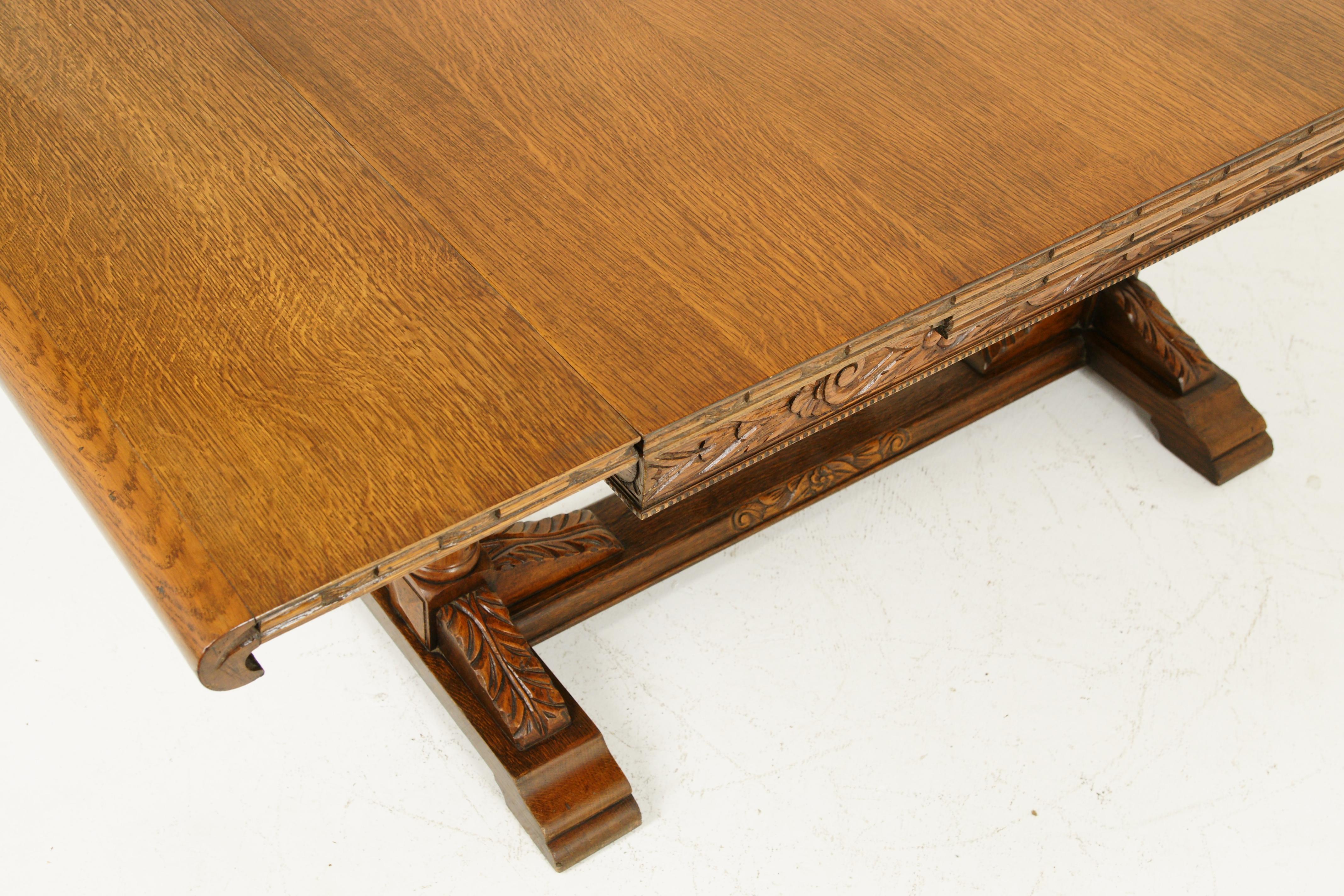 Early 20th Century Antique Oak Refectory Table, Draw Leaf Table, Extendable, Scotland 1930, B1709C