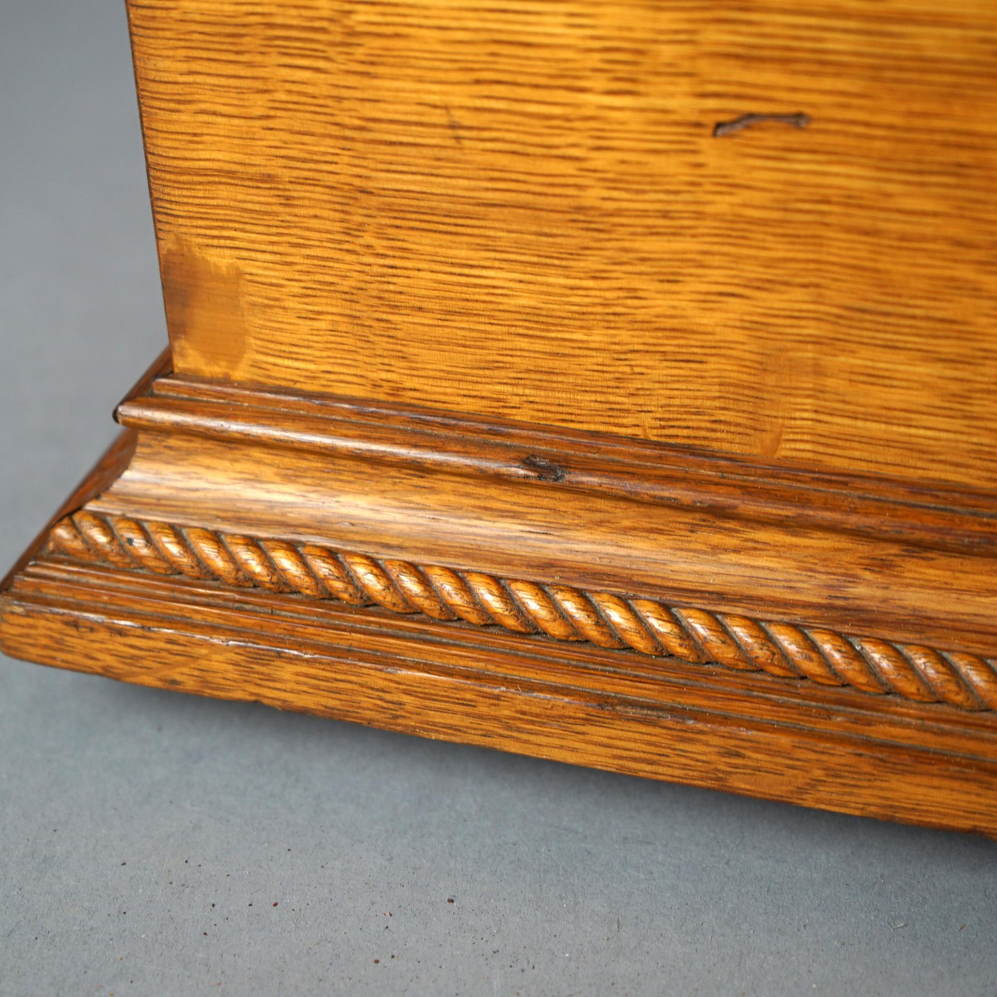 Antique Oak Regina Table Top Music Box with Six Discs 19th C 6