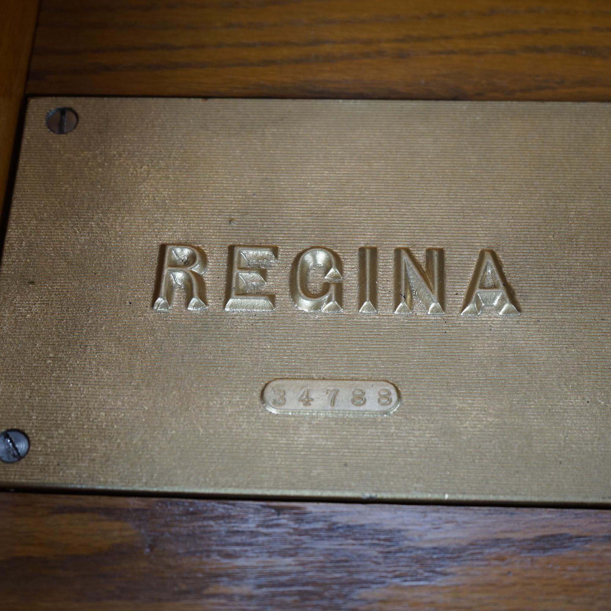 Antique Oak Regina Table Top Music Box with Six Discs 19th C In Good Condition In Big Flats, NY