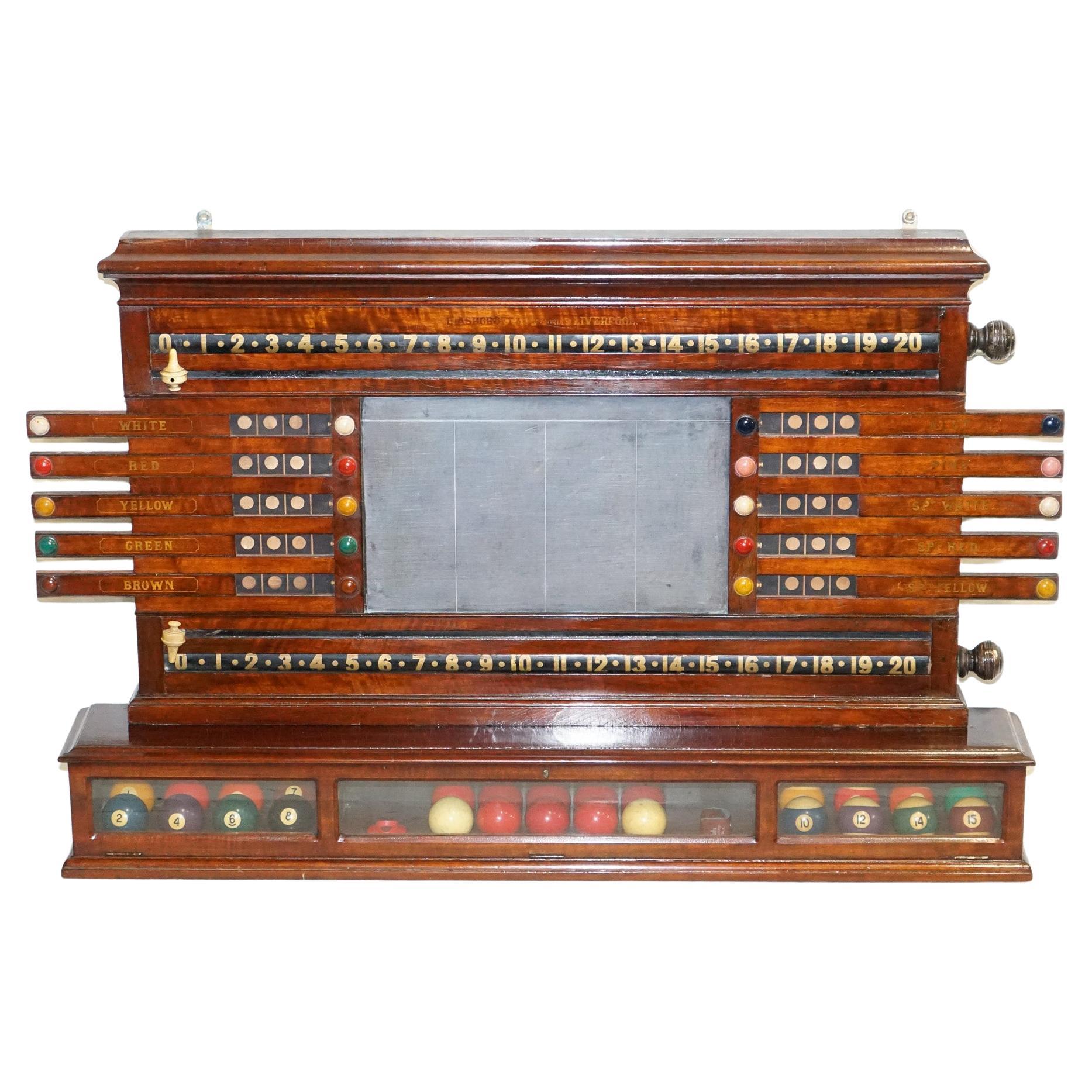 ANTIQUE OAK RESTORED J. ASHCROFT & CO LIVERPOOL SNOOKER BILLiARD SCORE BOARD