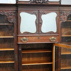 Antique Oak RJ Horner School Mirrored Bookcase, circa 1910