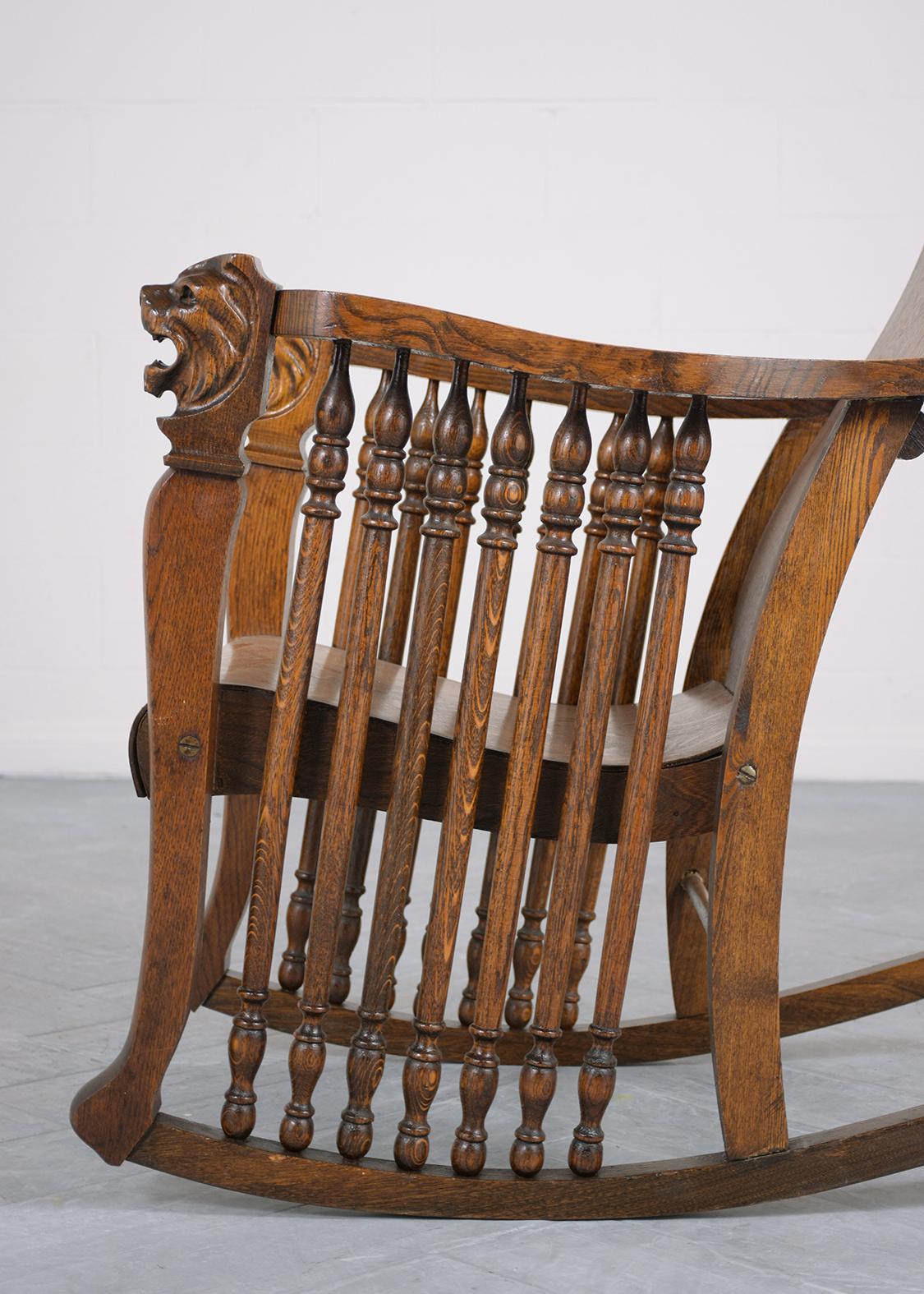 Hand-Crafted Antique Oak Rocking Chair