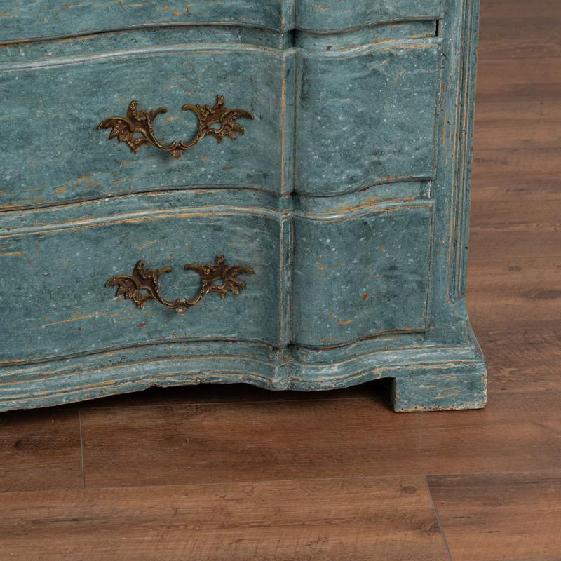 Antique Oak Rococo Blue Painted Secretary Bureau from Sweden 5