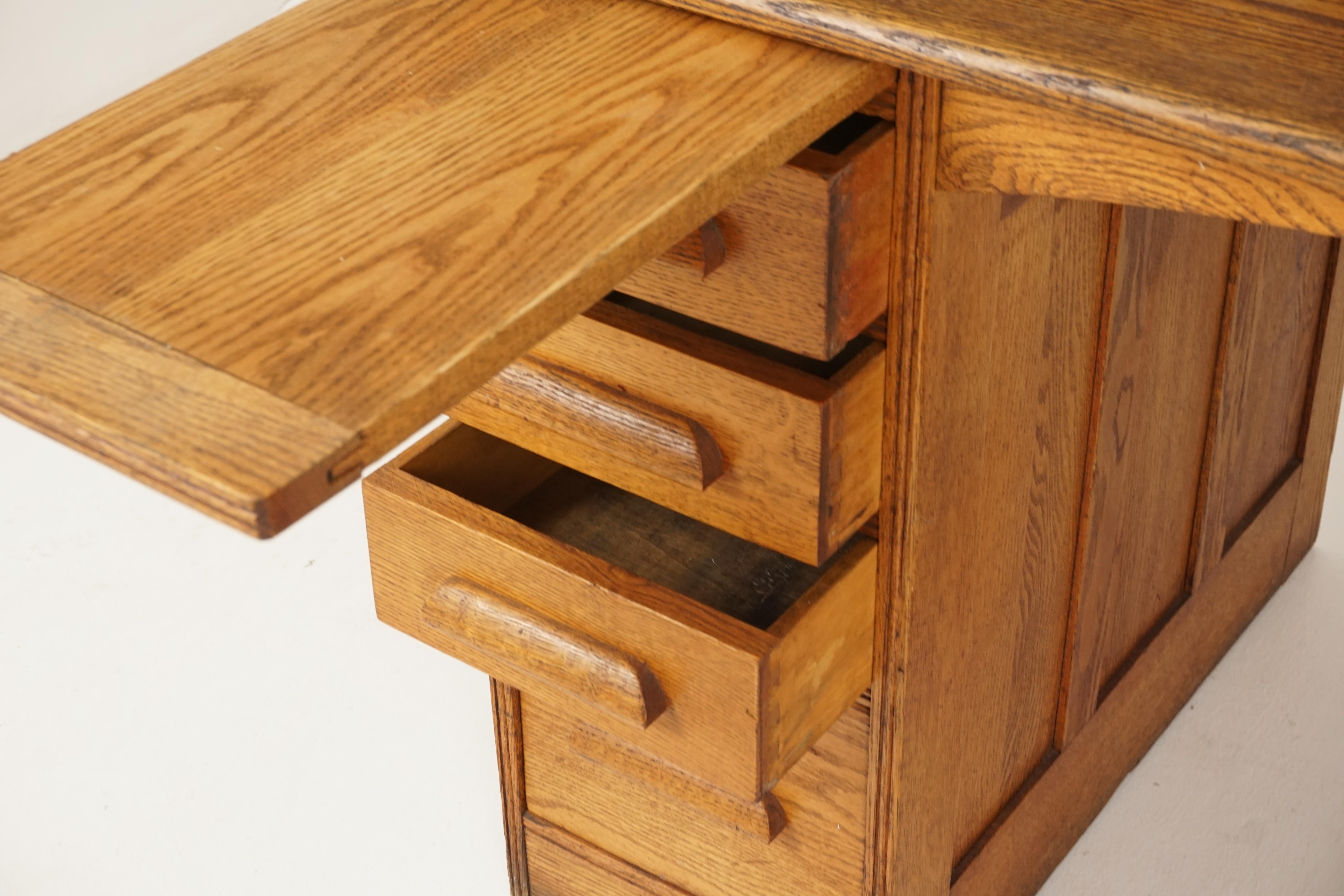 Antique Oak Roll Top Desk, Double Pedestal, American 1900, B2515 2