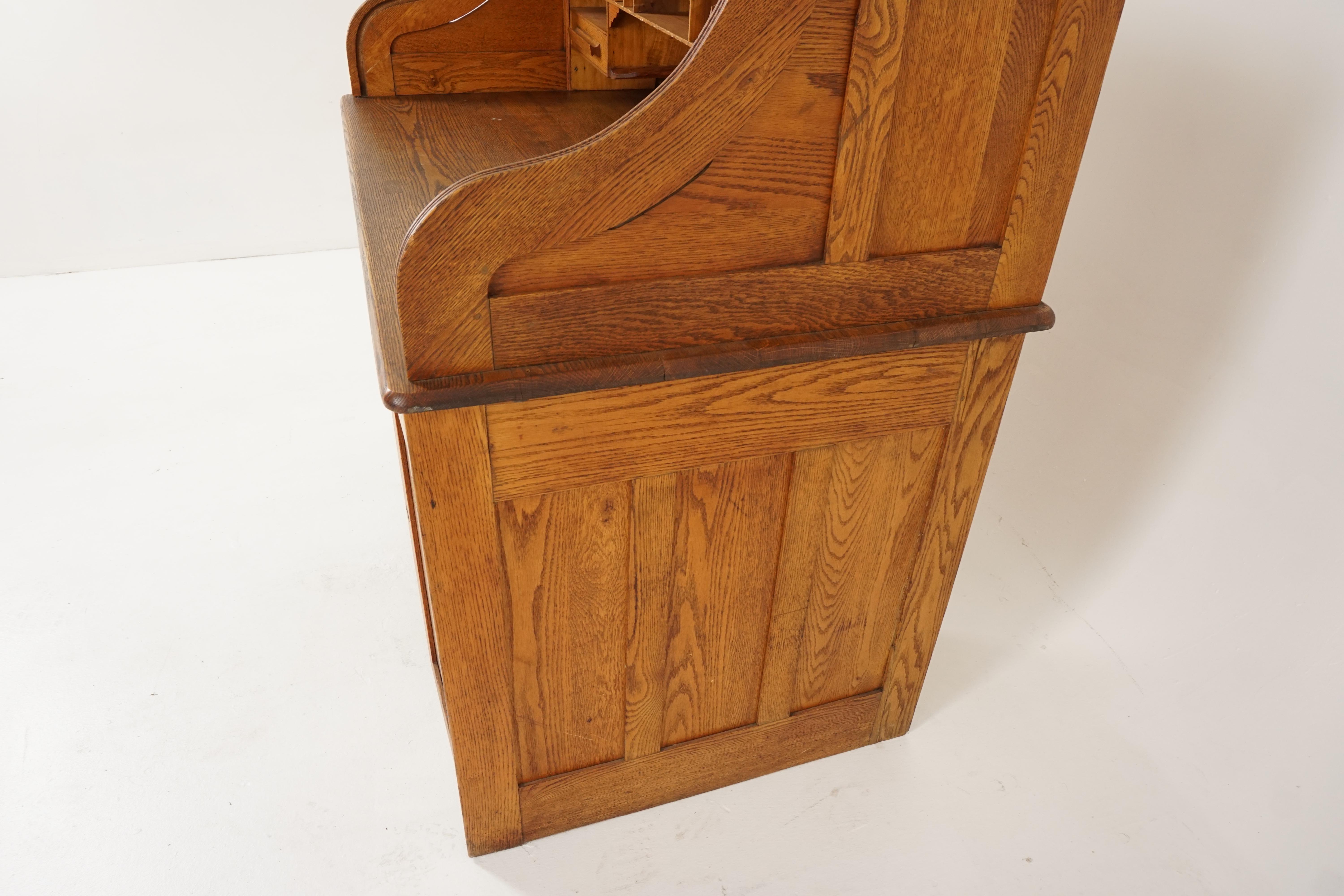 Antique Oak Roll Top Desk, Double Pedestal, American 1900, B2515 3