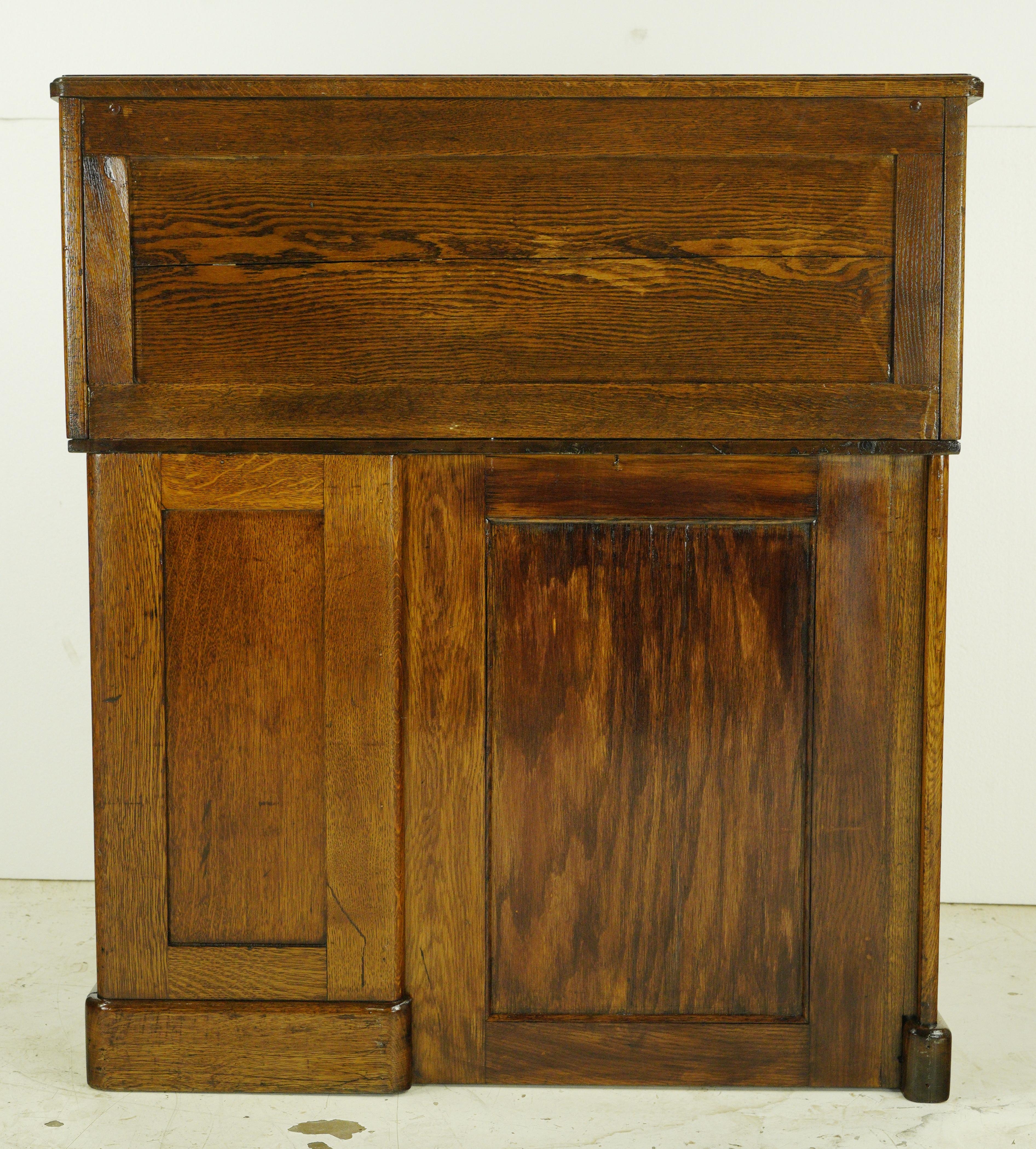 Antique Oak Roll Top Storage Secretary Desk 1