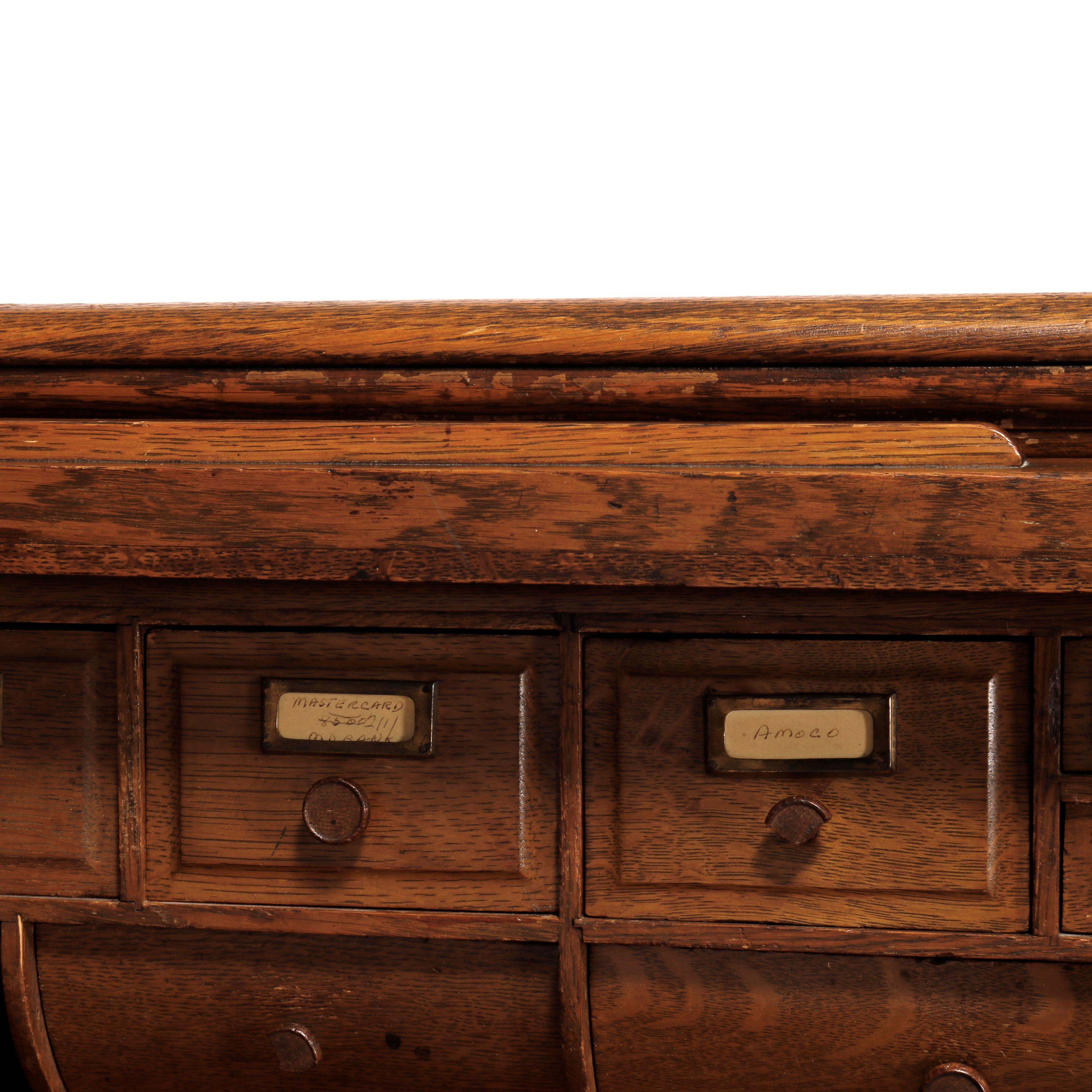 Antique Oak S-Roll Top Desk with Raised Panels & Full Drawer Interior circa 1900 7