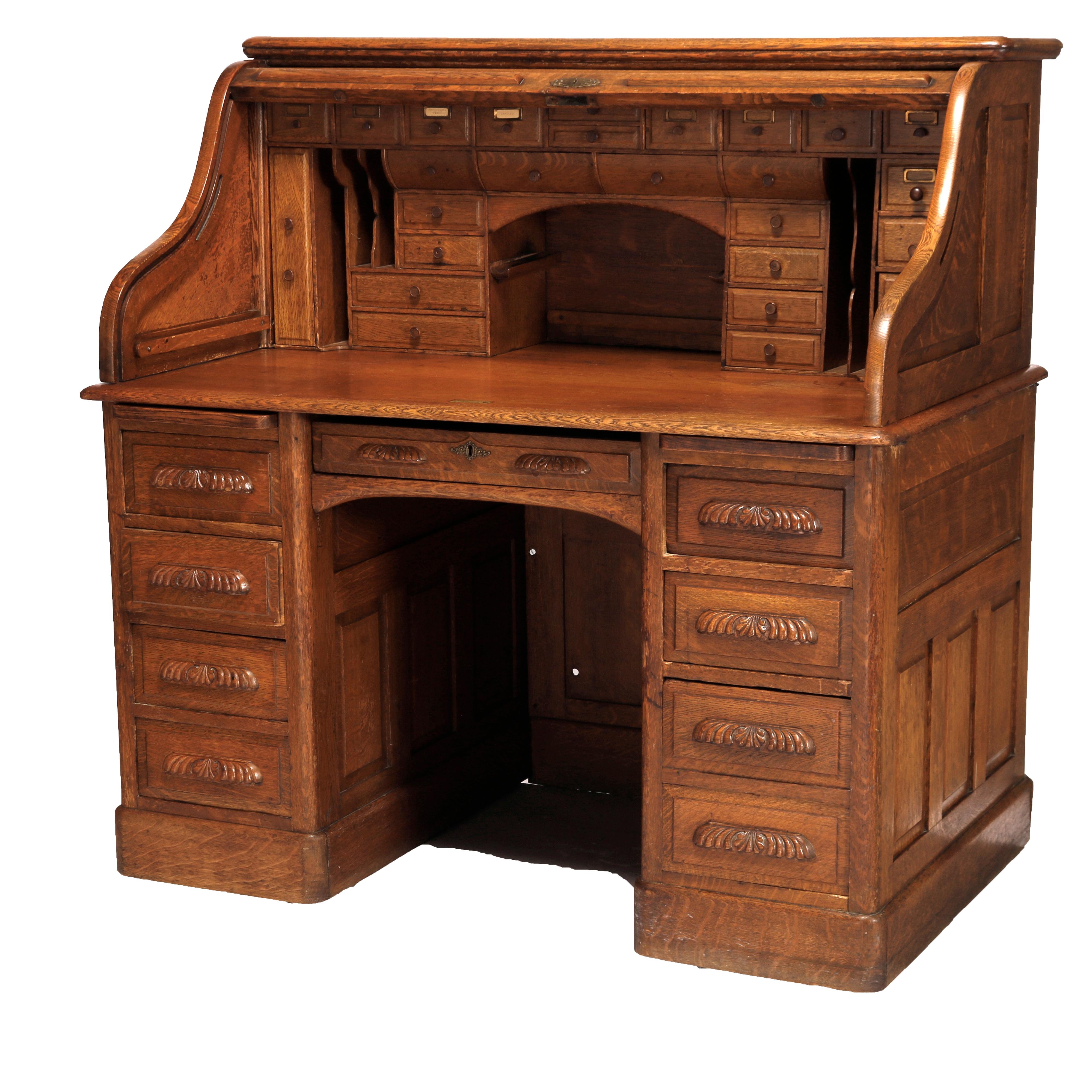 antique oak roll top desk