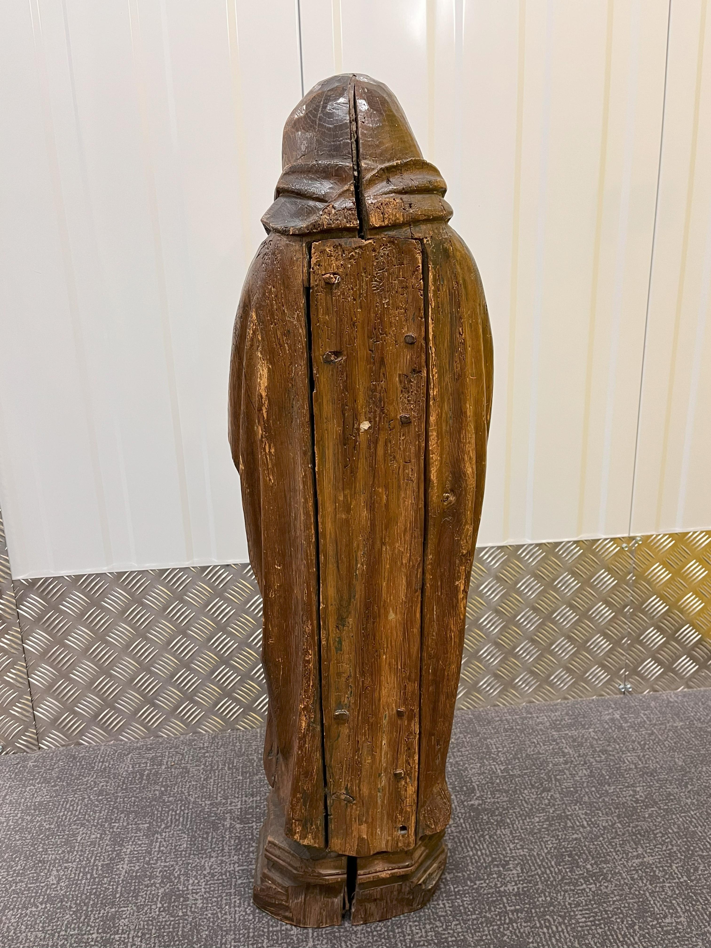 European Antique Oak Sculpture – The Grief of Mary For Sale