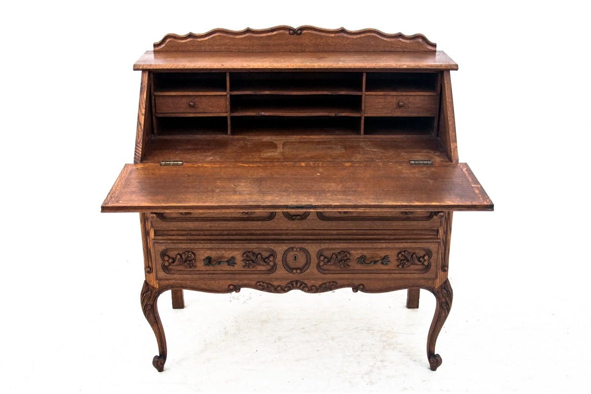 Louis Philippe Antique Oak Secretary Desk, Belgium, circa 1920 For Sale