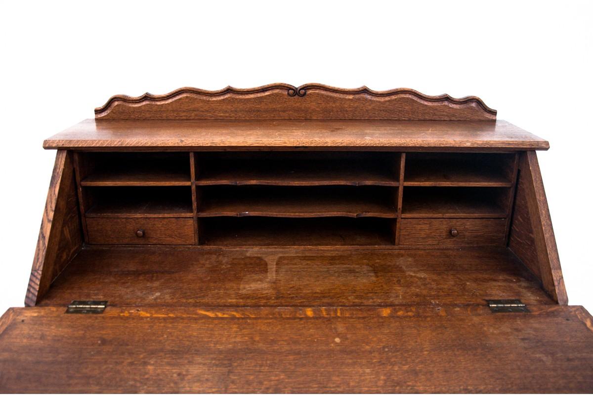 Antique Oak Secretary Desk, Belgium, circa 1920 In Good Condition For Sale In Chorzów, PL