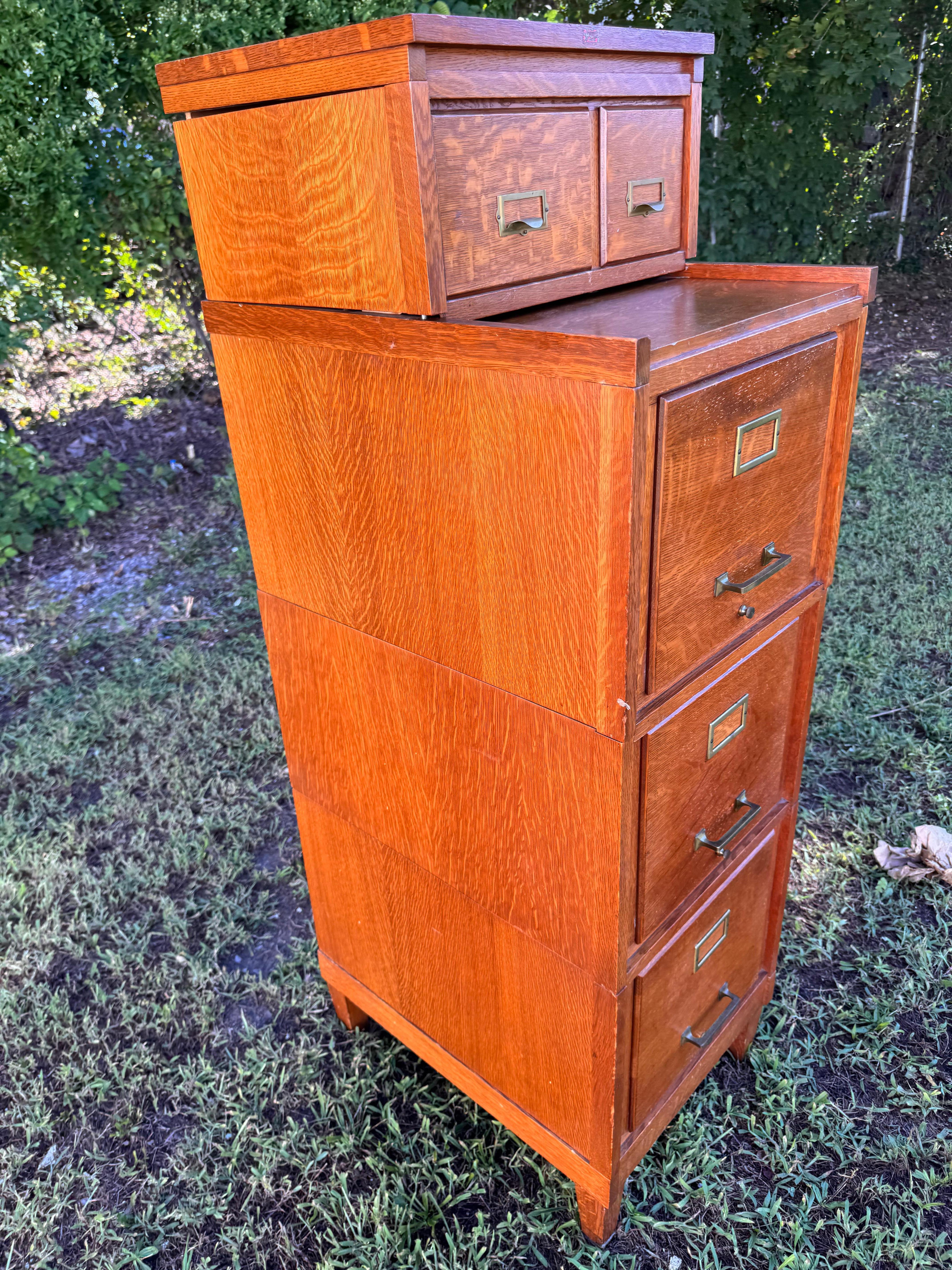 Archivador seccional antiguo de roble, firmado, fabricado c. 1900 - W5002 en venta 8