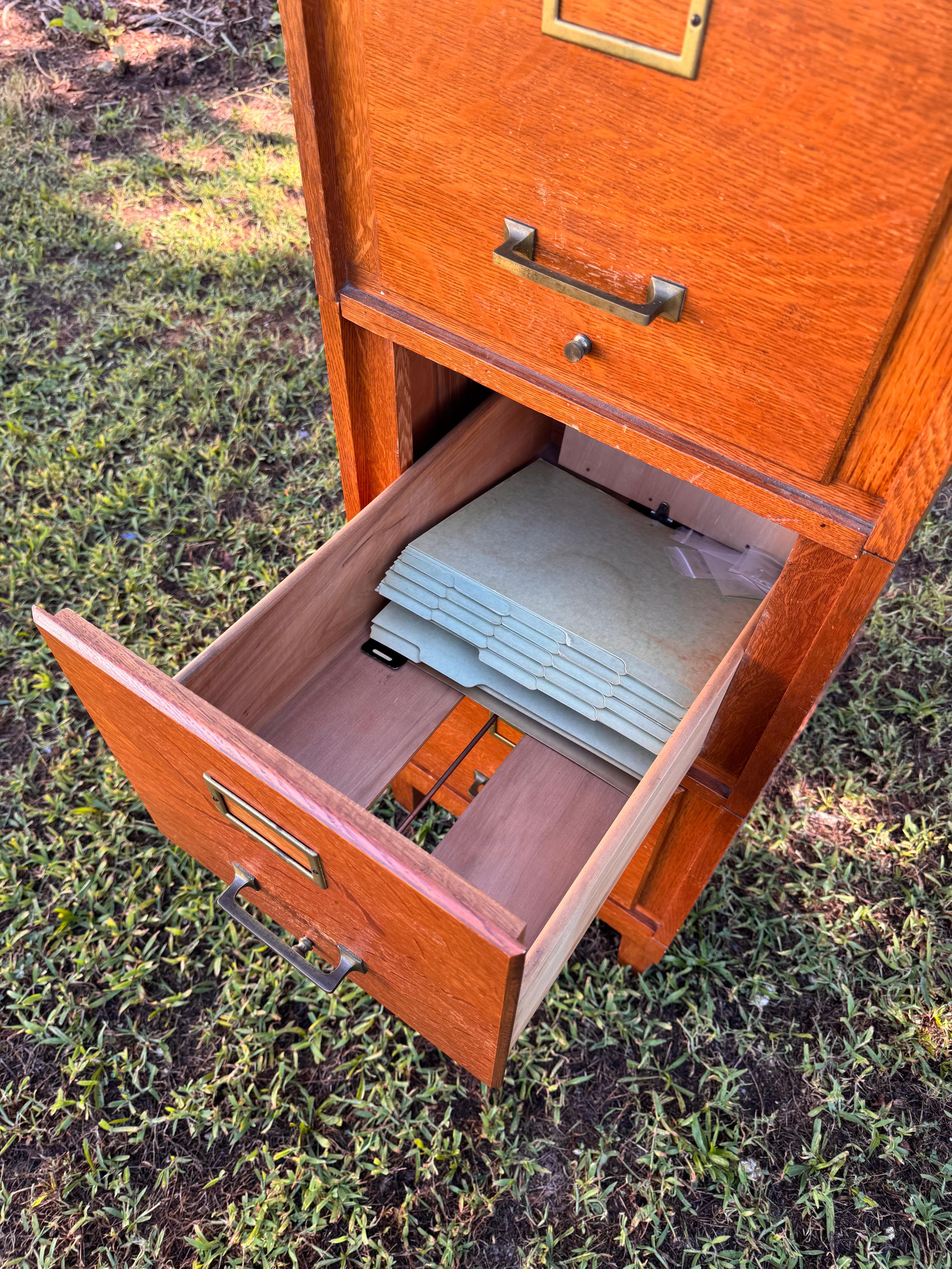 Archivador seccional antiguo de roble, firmado, fabricado c. 1900 - W5002 en venta 1