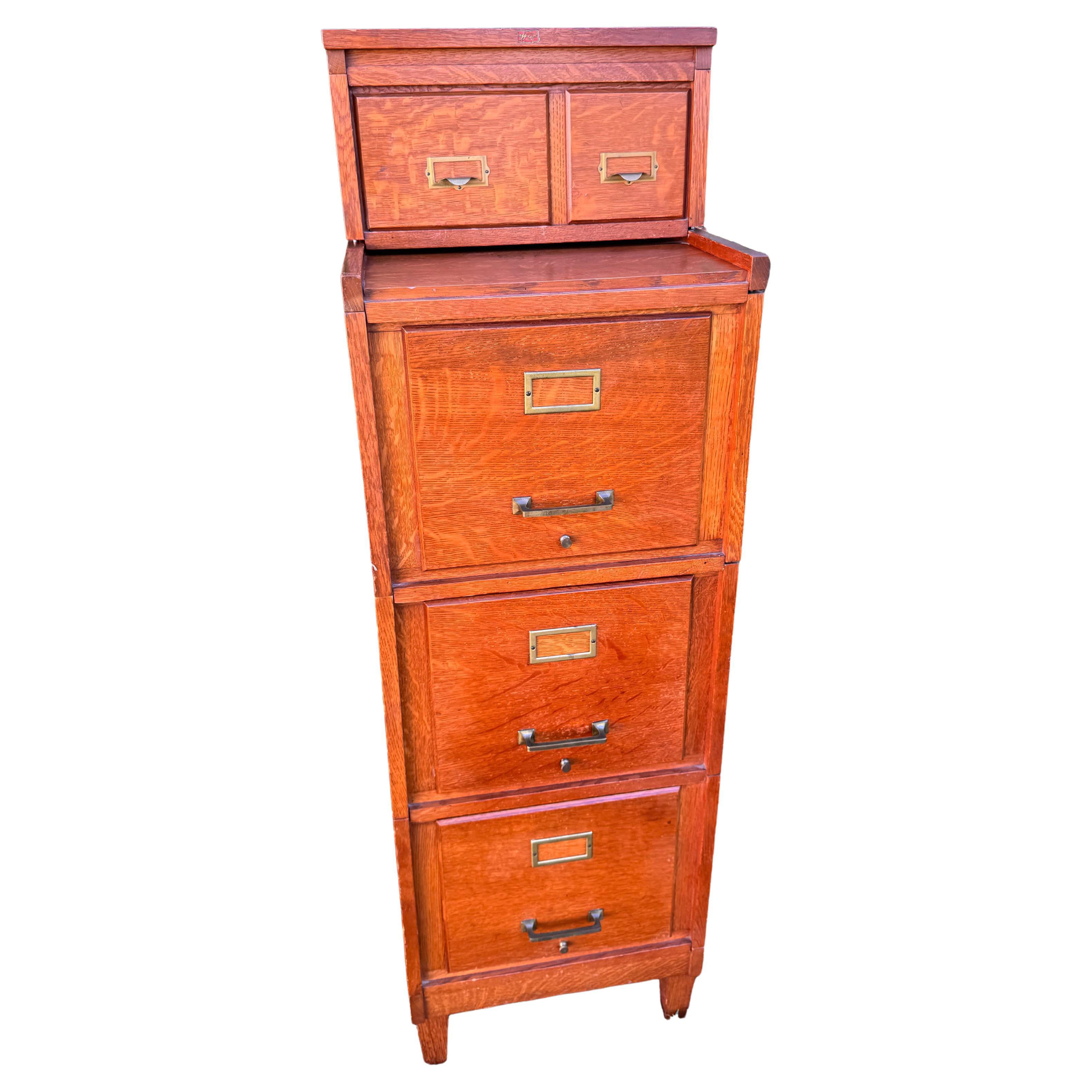 Archivador seccional antiguo de roble, firmado, fabricado c. 1900 - W5002 en venta