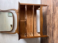 Antique Oak Serpentine Dresser with Harp Mounted Mirror