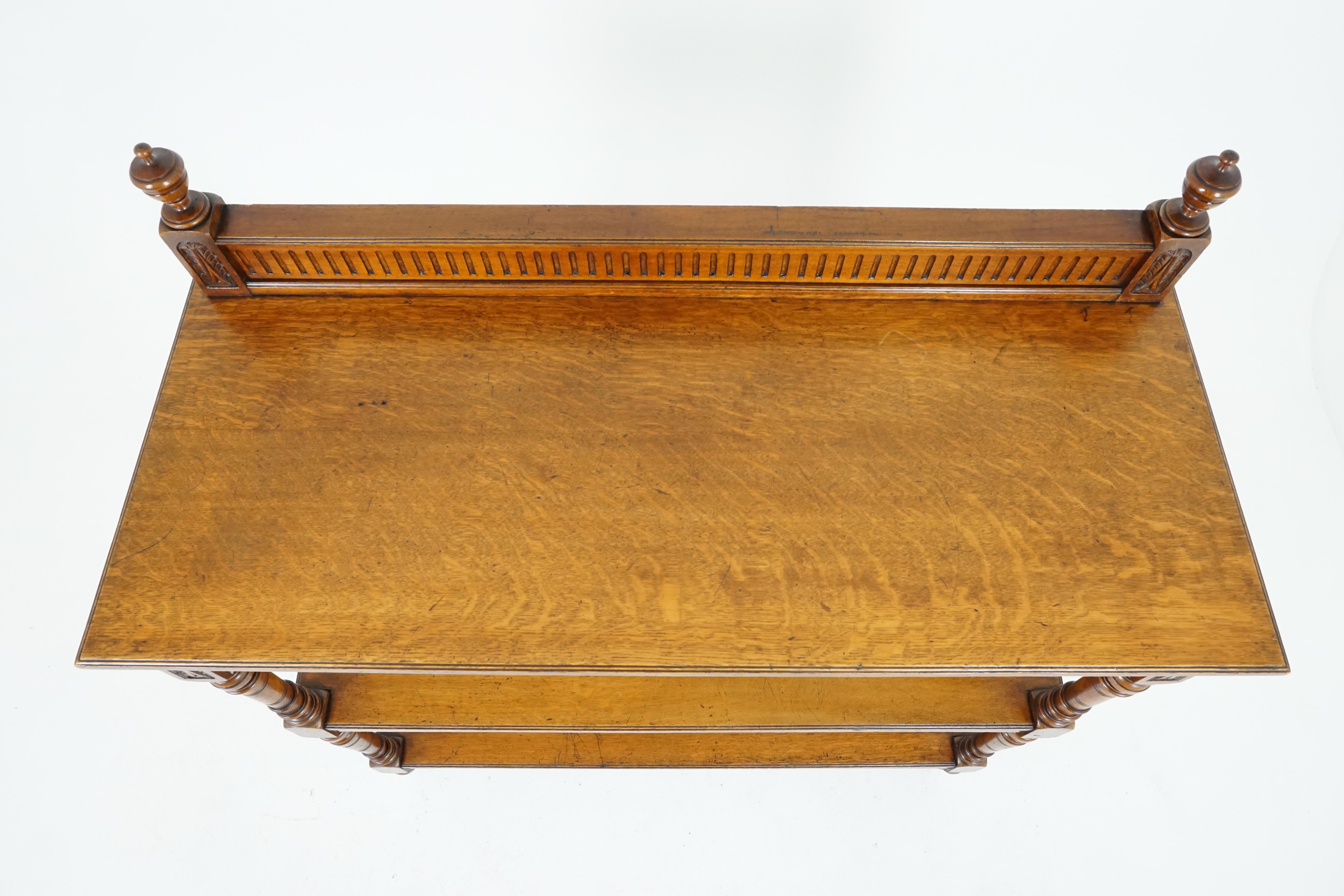 Late 19th Century Antique Oak Server Sideboard, Victorian 3-Tier Buffet, Scotland, 1880