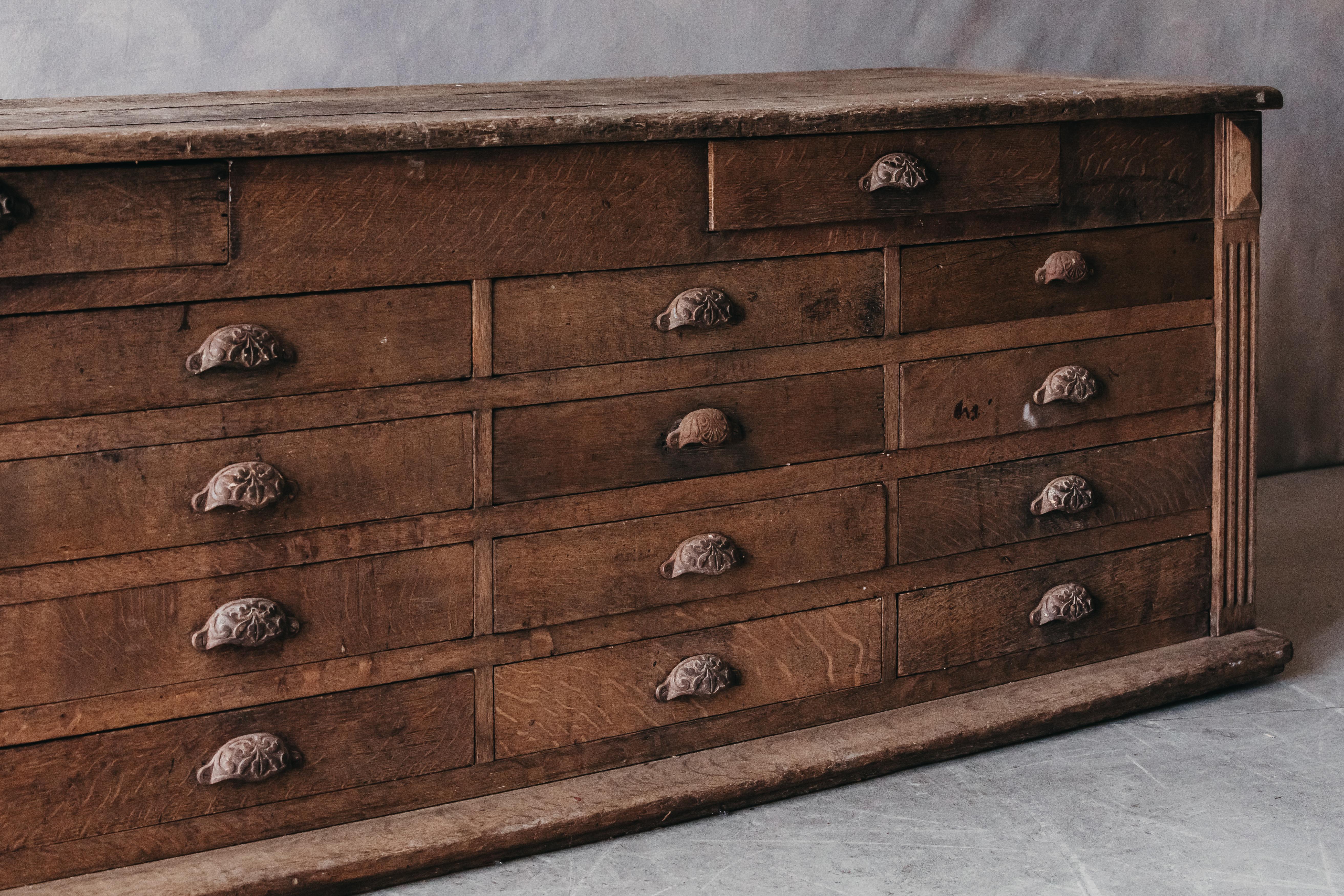 European Antique Oak Shop Counter from France, circa 1800