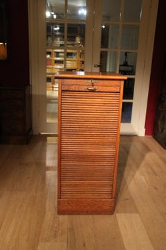 Antique Oak Shutter Filing Cabinet