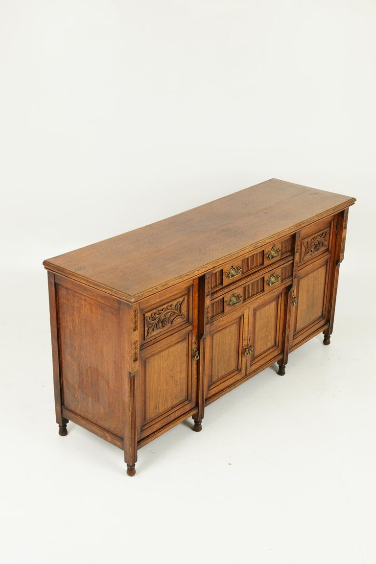 Antique Oak Sideboard, Arts and Crafts, Tiger Oak, Scotland 1900, B1588