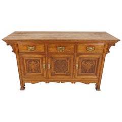 Antique Oak Sideboard, Arts & Crafts Buffet, Scotland 1910, B2156