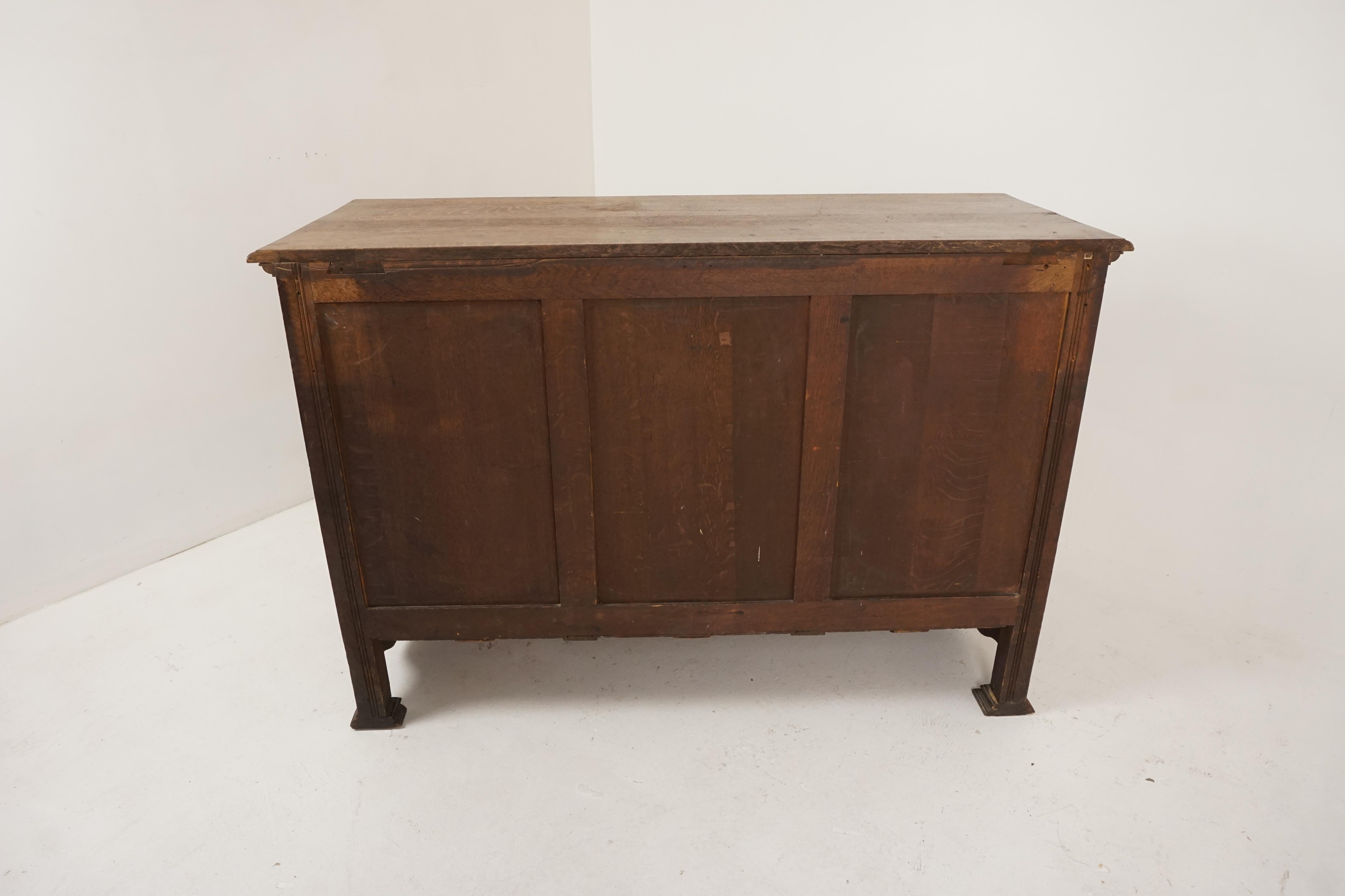 Antique Oak Sideboard, Arts & Crafts Tiger Oak Buffet, Chiffonier, 1910s, B2470 1
