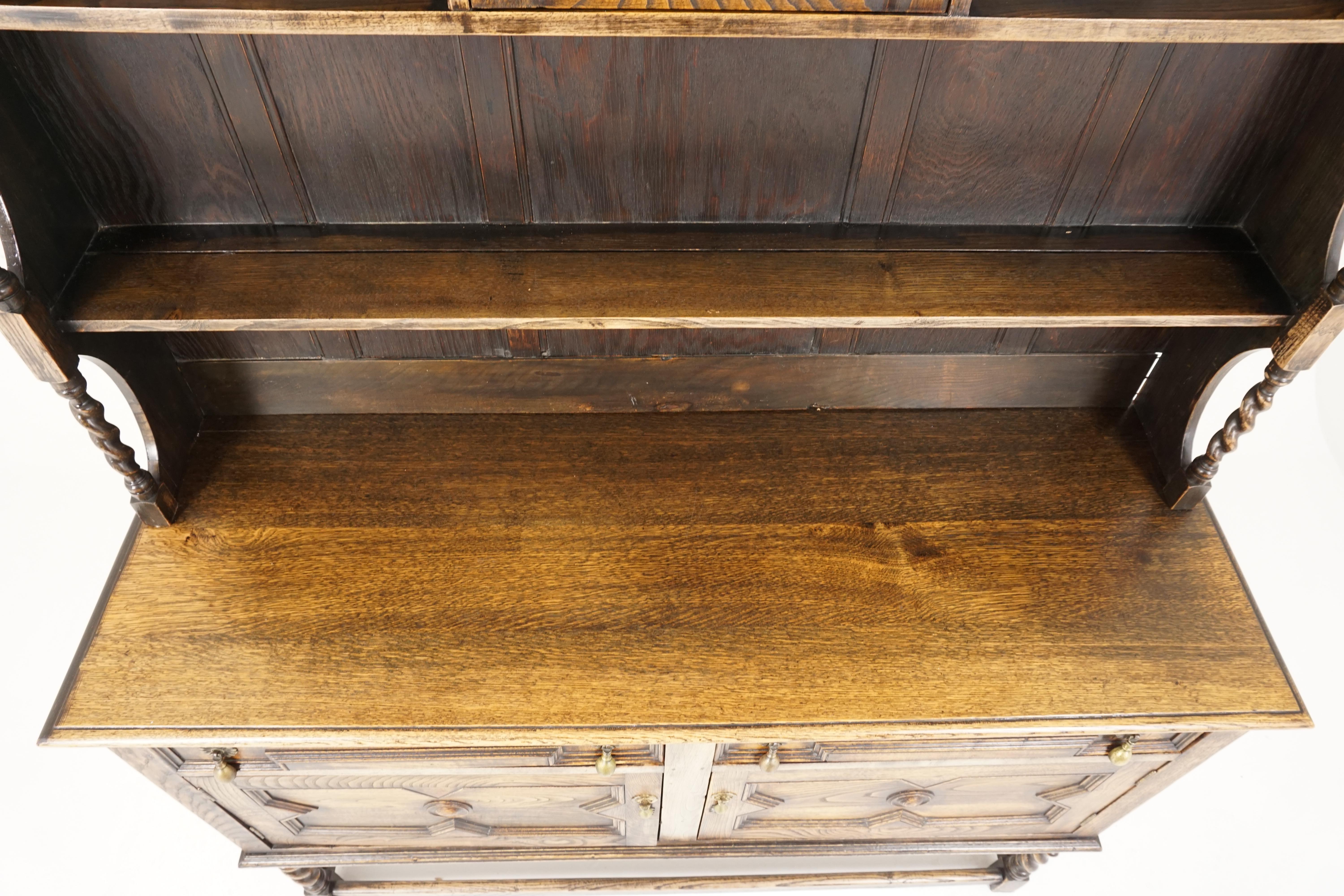 Antique Oak Sideboard, Barley Twist Welsh Dresser, Buffet, Scotland, 1910 3