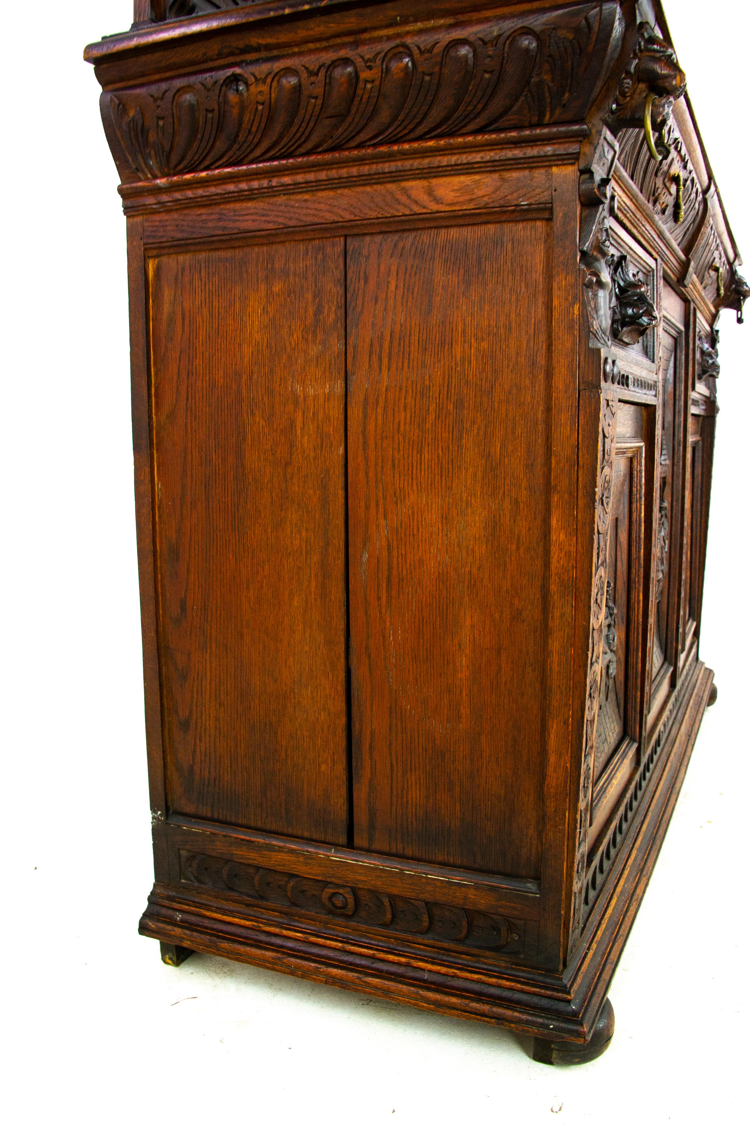 Antique Oak Sideboard, Carved Oak Sideboard, Anglo-Flemish, Scotland 1880, B1498 5