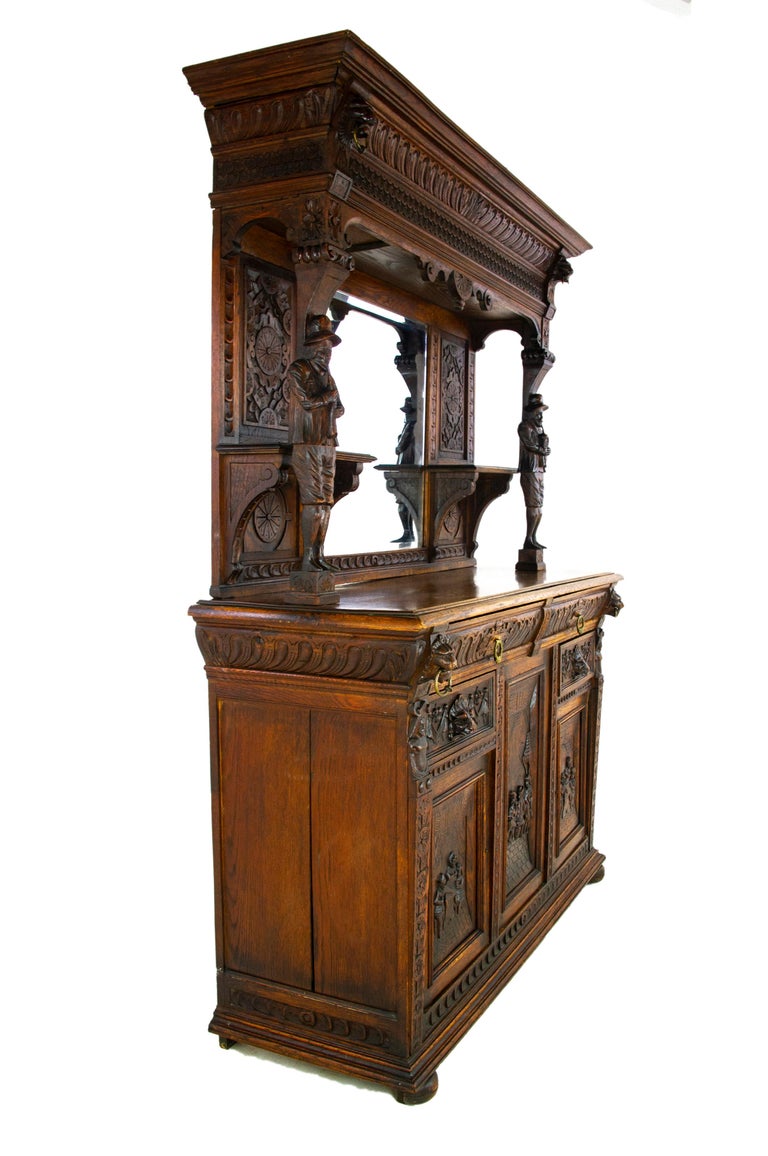 Antique Oak Sideboard, Carved Oak Sideboard, AngloFlemish, Scotland