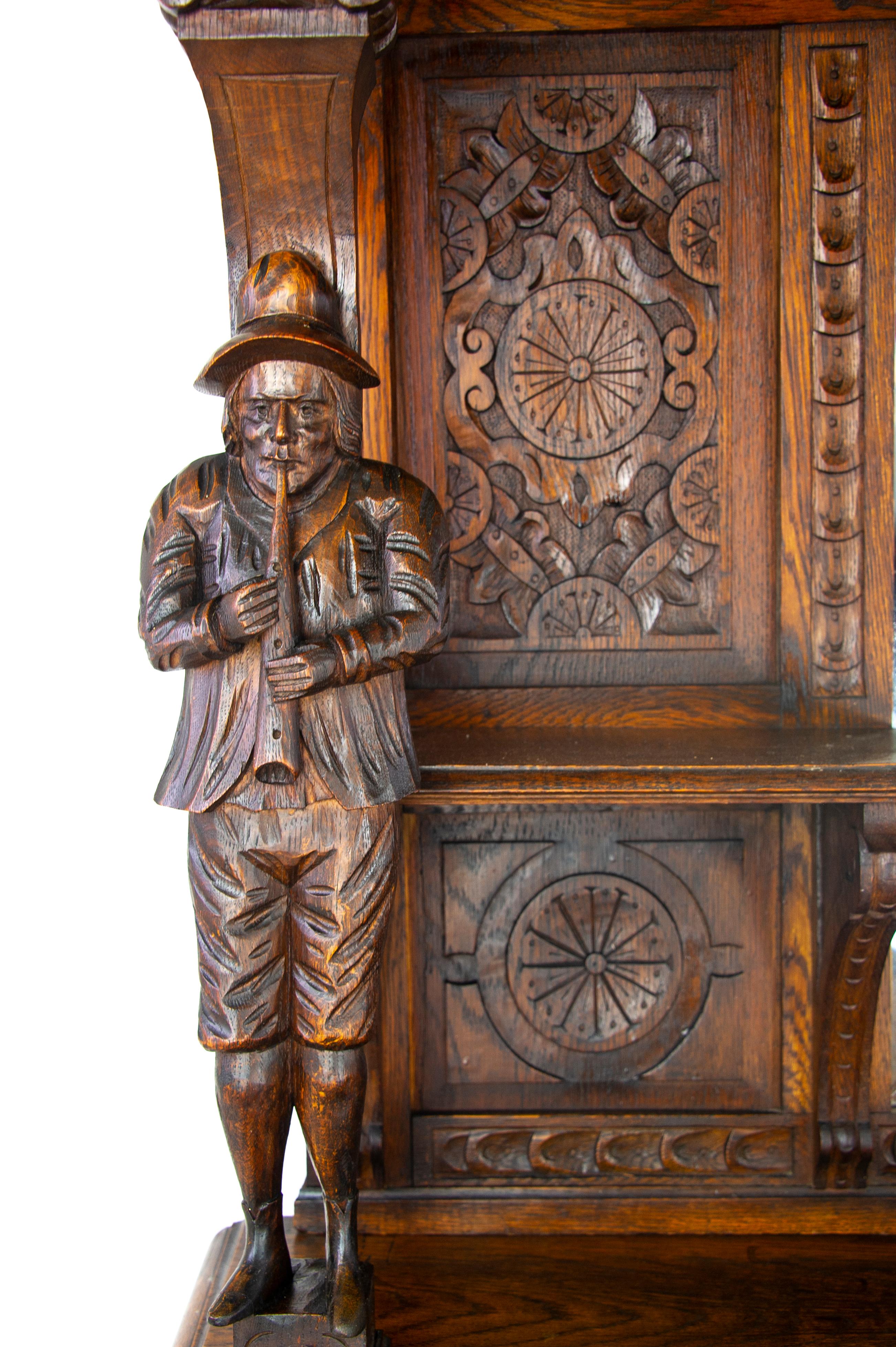 Scottish Antique Oak Sideboard, Carved Oak Sideboard, Anglo-Flemish, Scotland 1880, B1498