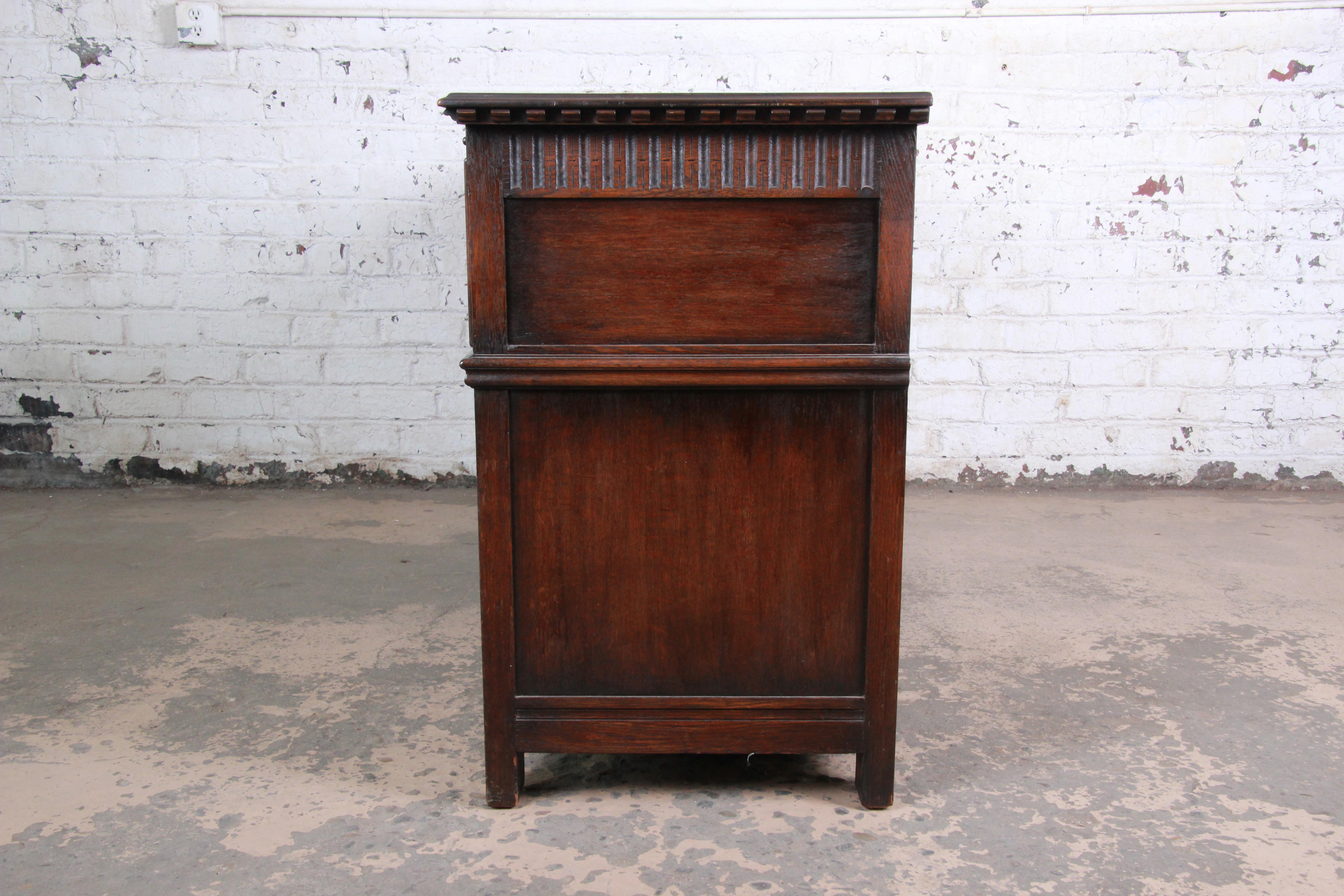 Antique Oak Sideboard or Bar Cabinet by Kensington of New York, circa 1920s 2