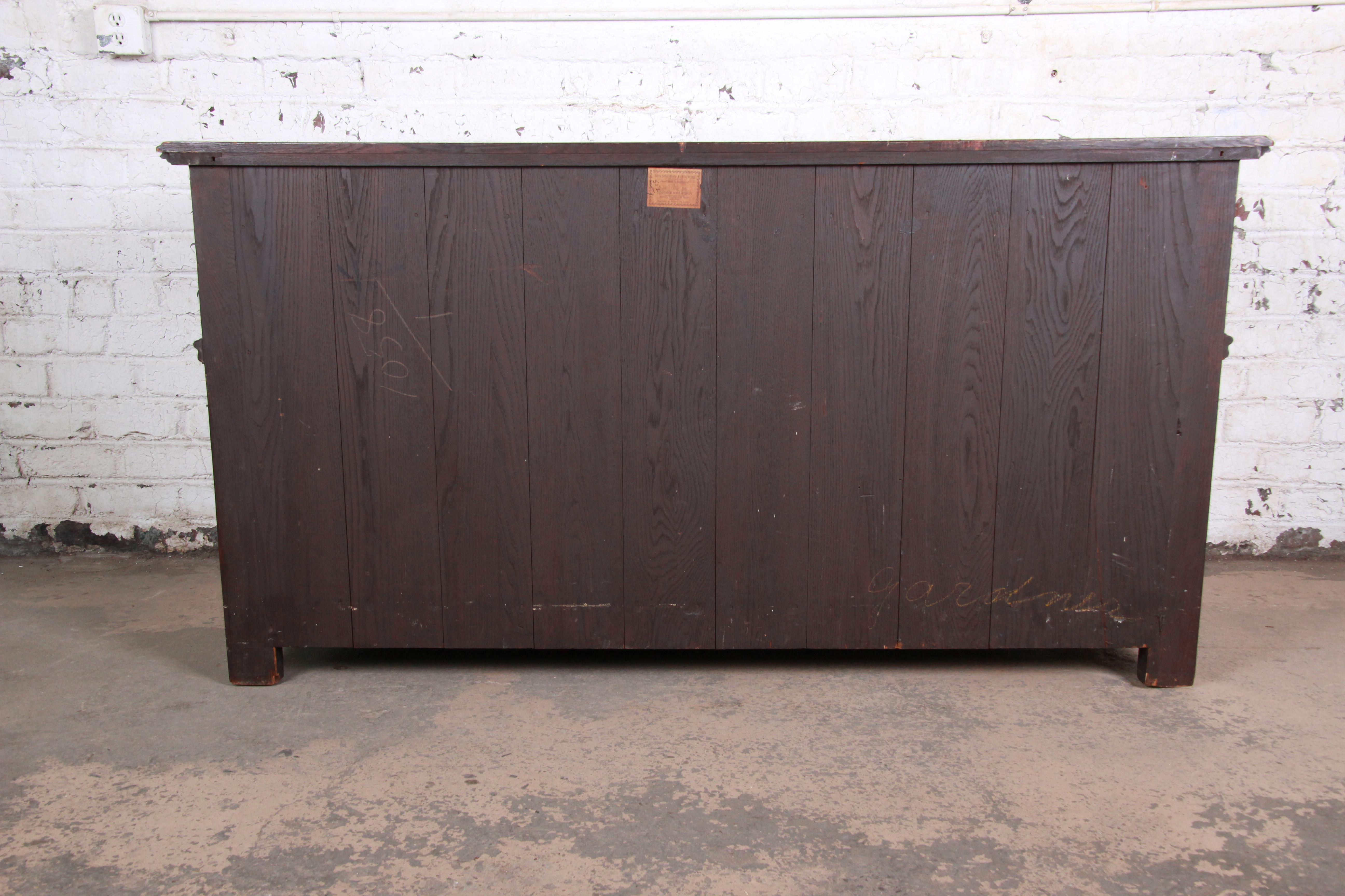 Antique Oak Sideboard or Bar Cabinet by Kensington of New York, circa 1920s 3