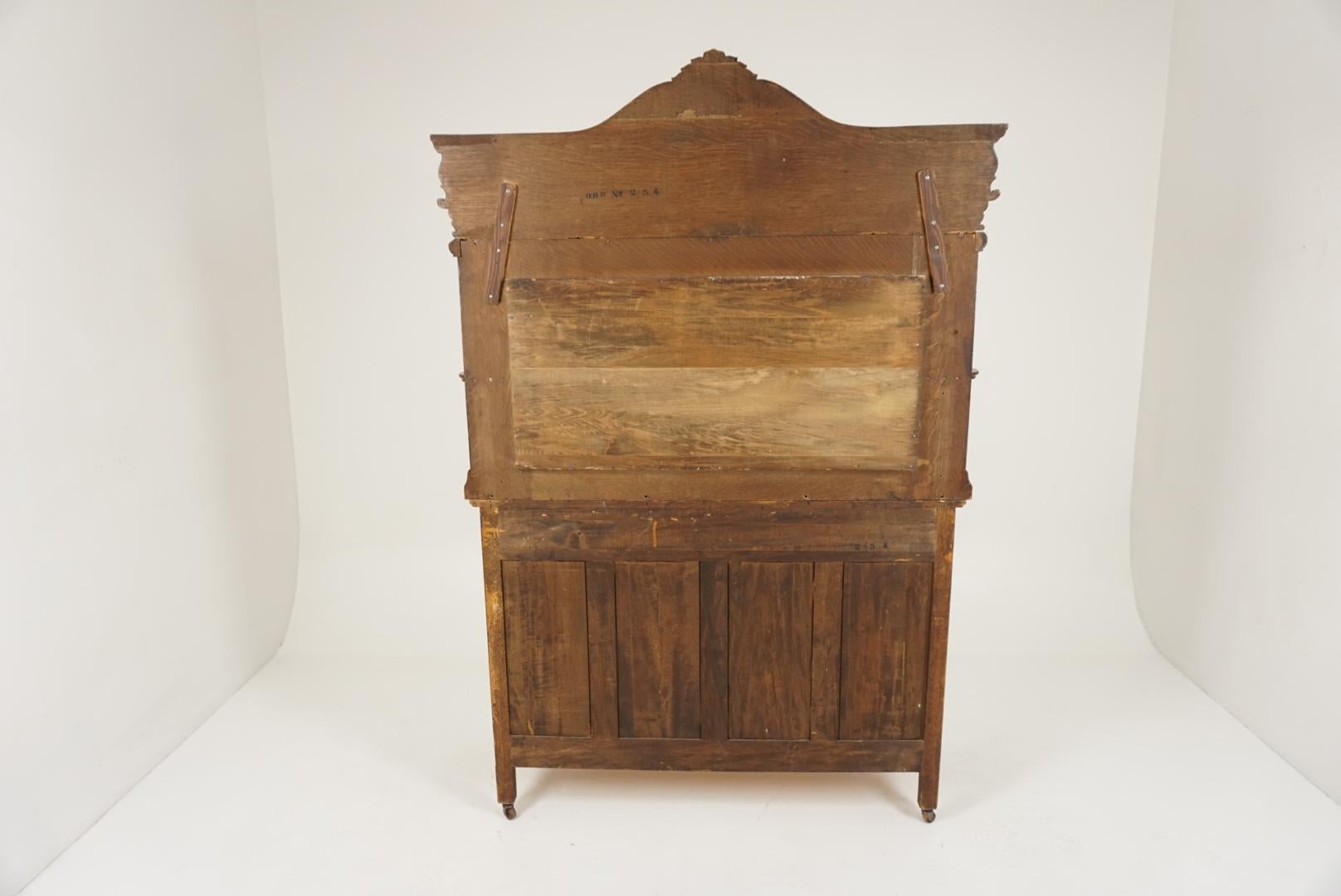 Antique Oak Sideboard, Quarter Sawn, Mirror Back Sideboard, American 1900, B2036 2