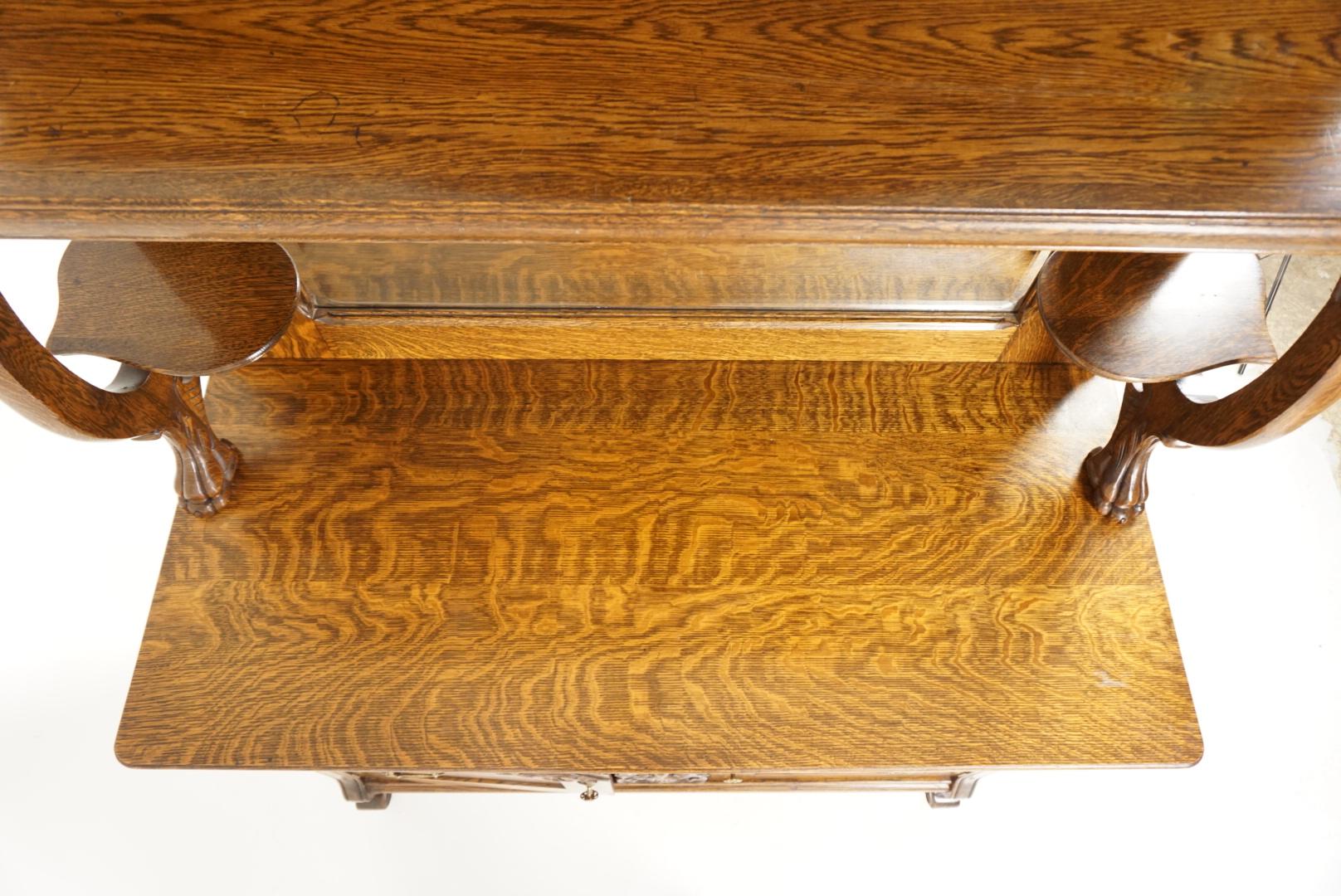 Antique Oak Sideboard, Quarter Sawn, Mirror Back Sideboard, American 1900, B2036 1