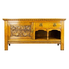 Antique Oak Sideboard, Victorian Tiger Oak Buffet Server, Scotland, 1890, B1425